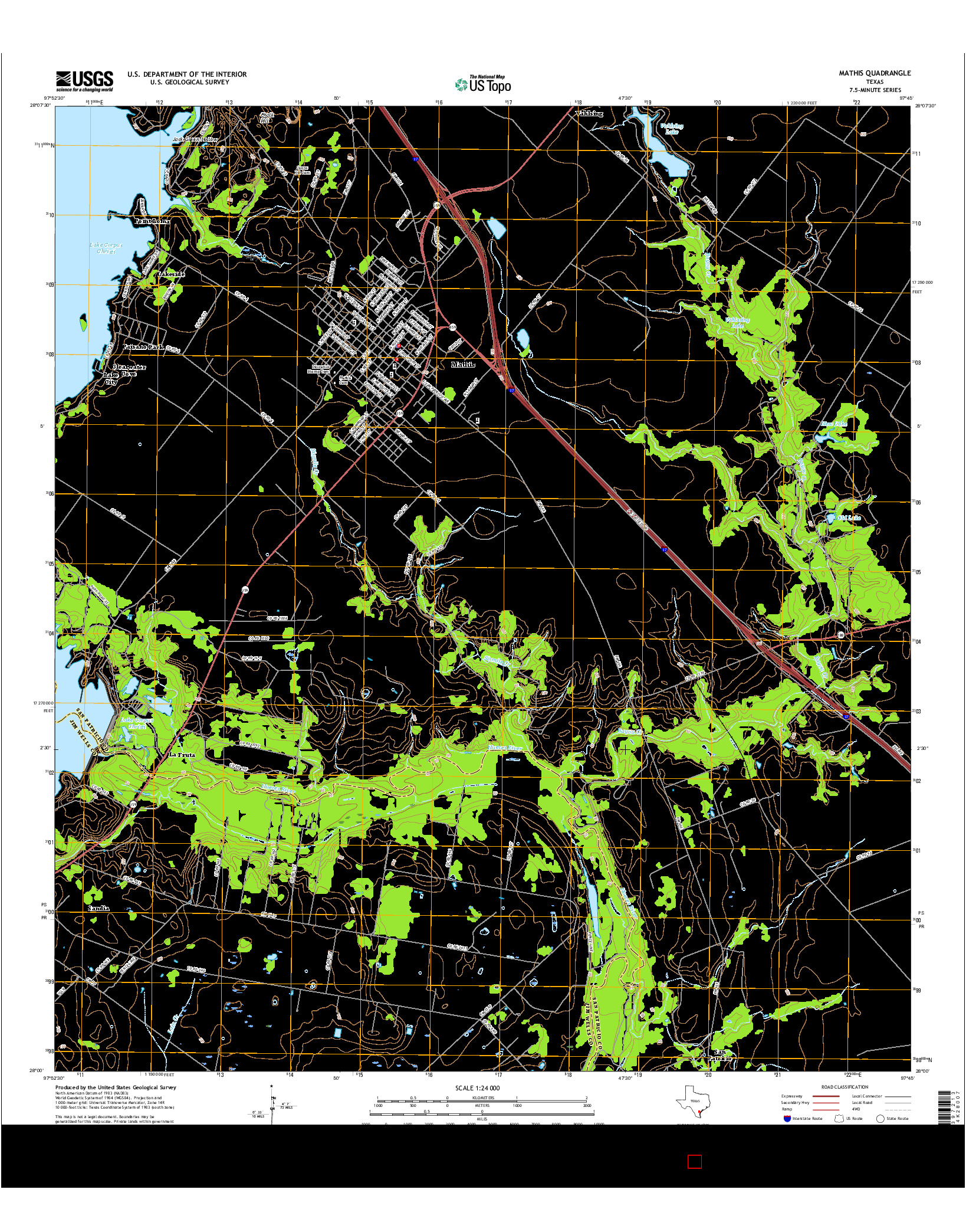 USGS US TOPO 7.5-MINUTE MAP FOR MATHIS, TX 2016