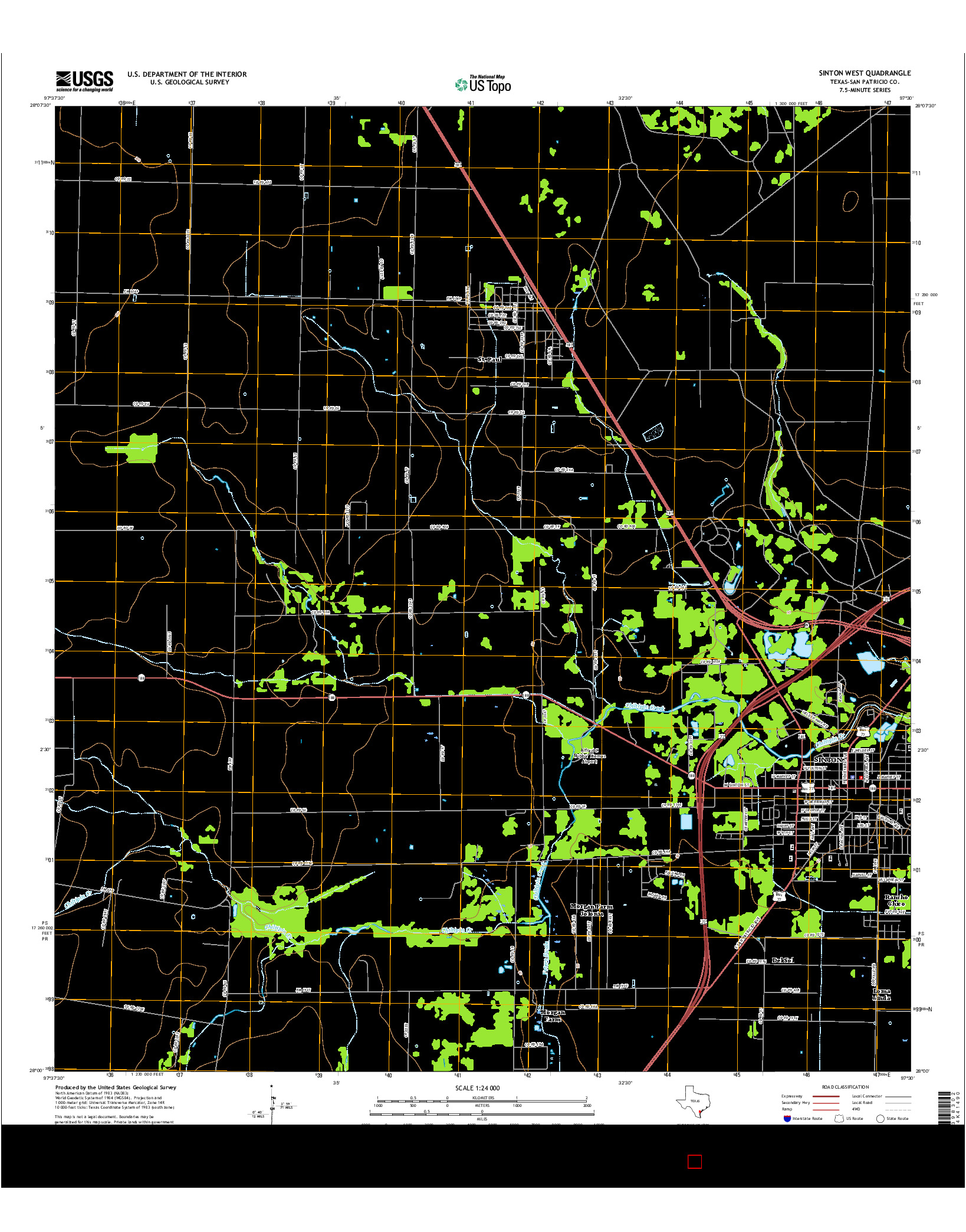 USGS US TOPO 7.5-MINUTE MAP FOR SINTON WEST, TX 2016