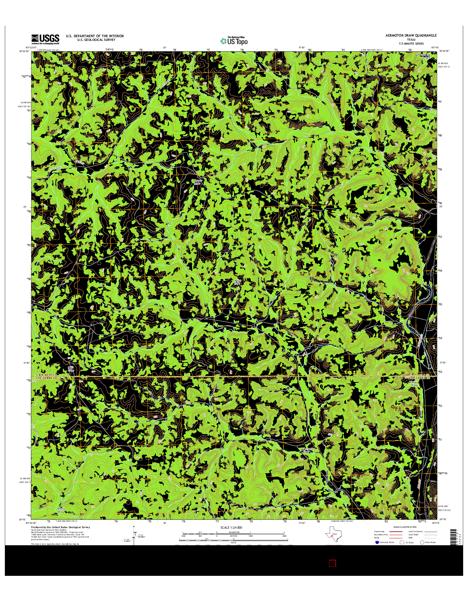 USGS US TOPO 7.5-MINUTE MAP FOR AERMOTOR DRAW, TX 2016