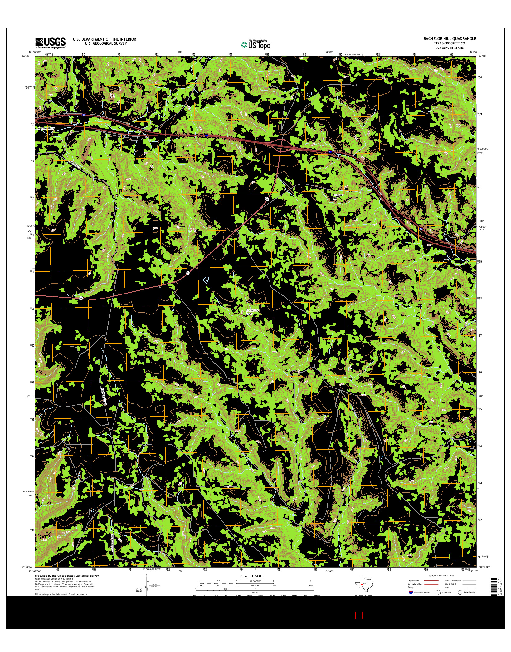 USGS US TOPO 7.5-MINUTE MAP FOR BACHELOR HILL, TX 2016