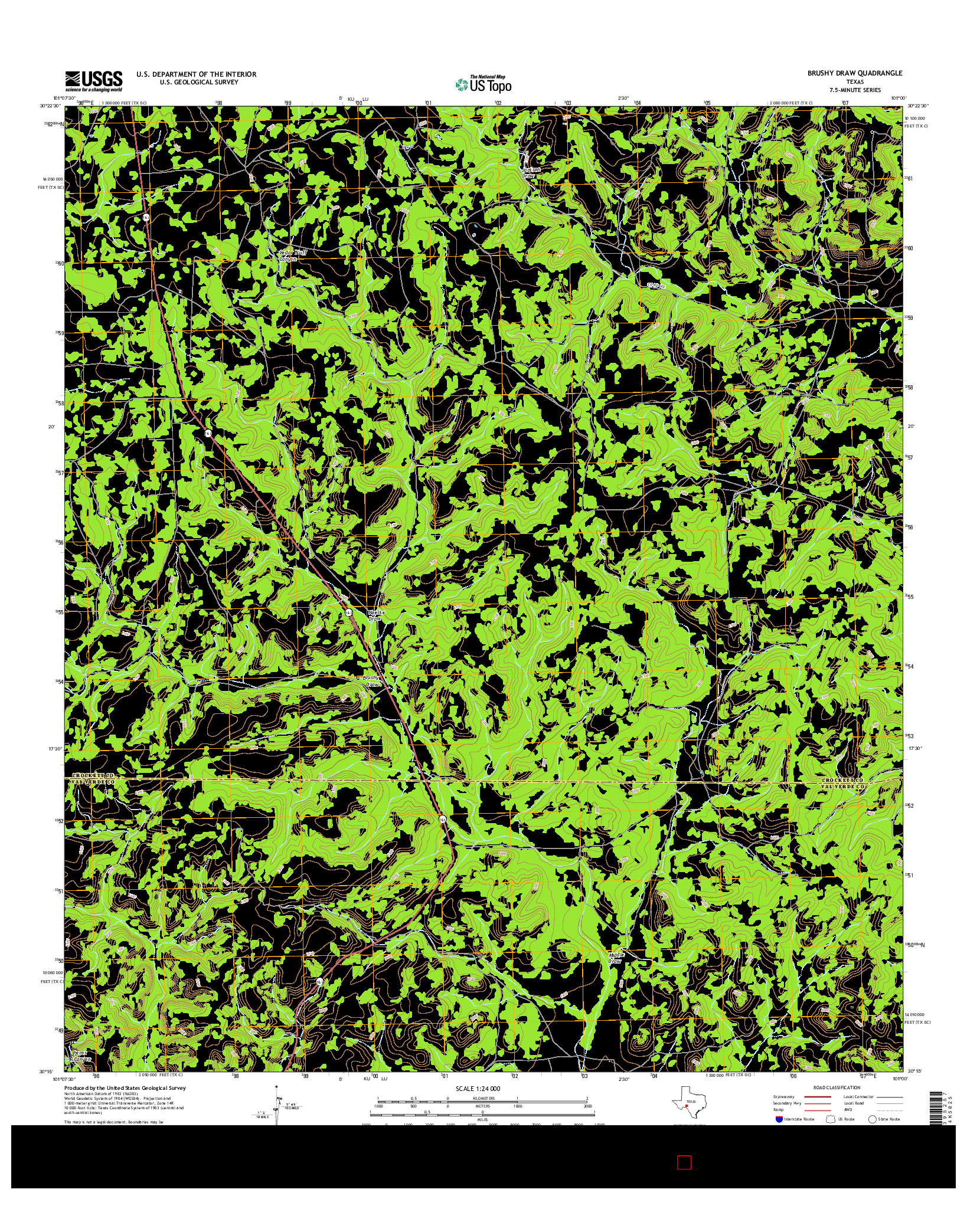 USGS US TOPO 7.5-MINUTE MAP FOR BRUSHY DRAW, TX 2016