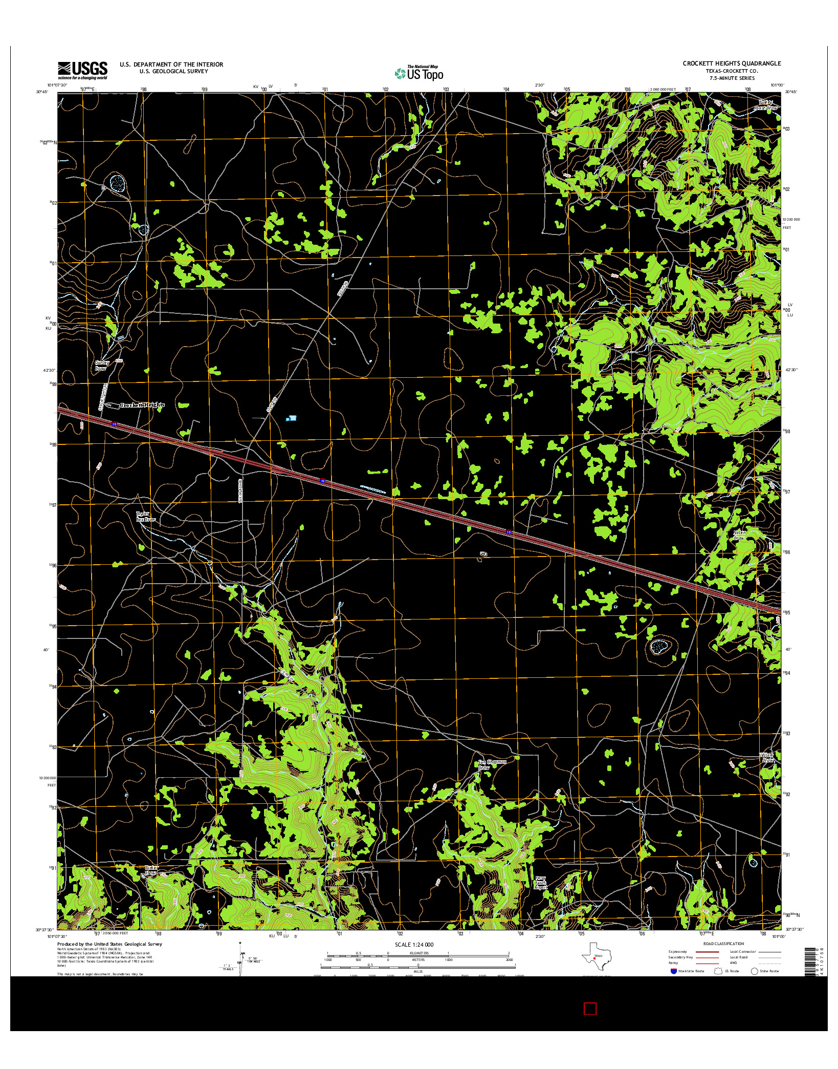 USGS US TOPO 7.5-MINUTE MAP FOR CROCKETT HEIGHTS, TX 2016