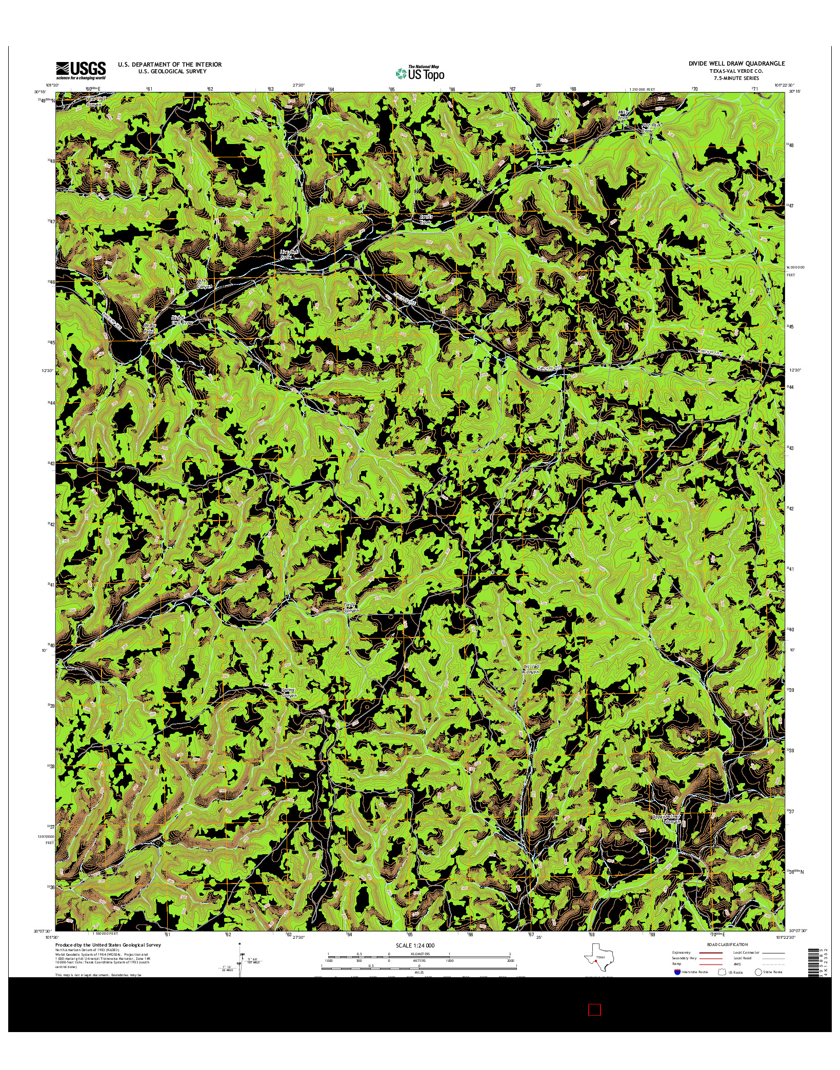 USGS US TOPO 7.5-MINUTE MAP FOR DIVIDE WELL DRAW, TX 2016