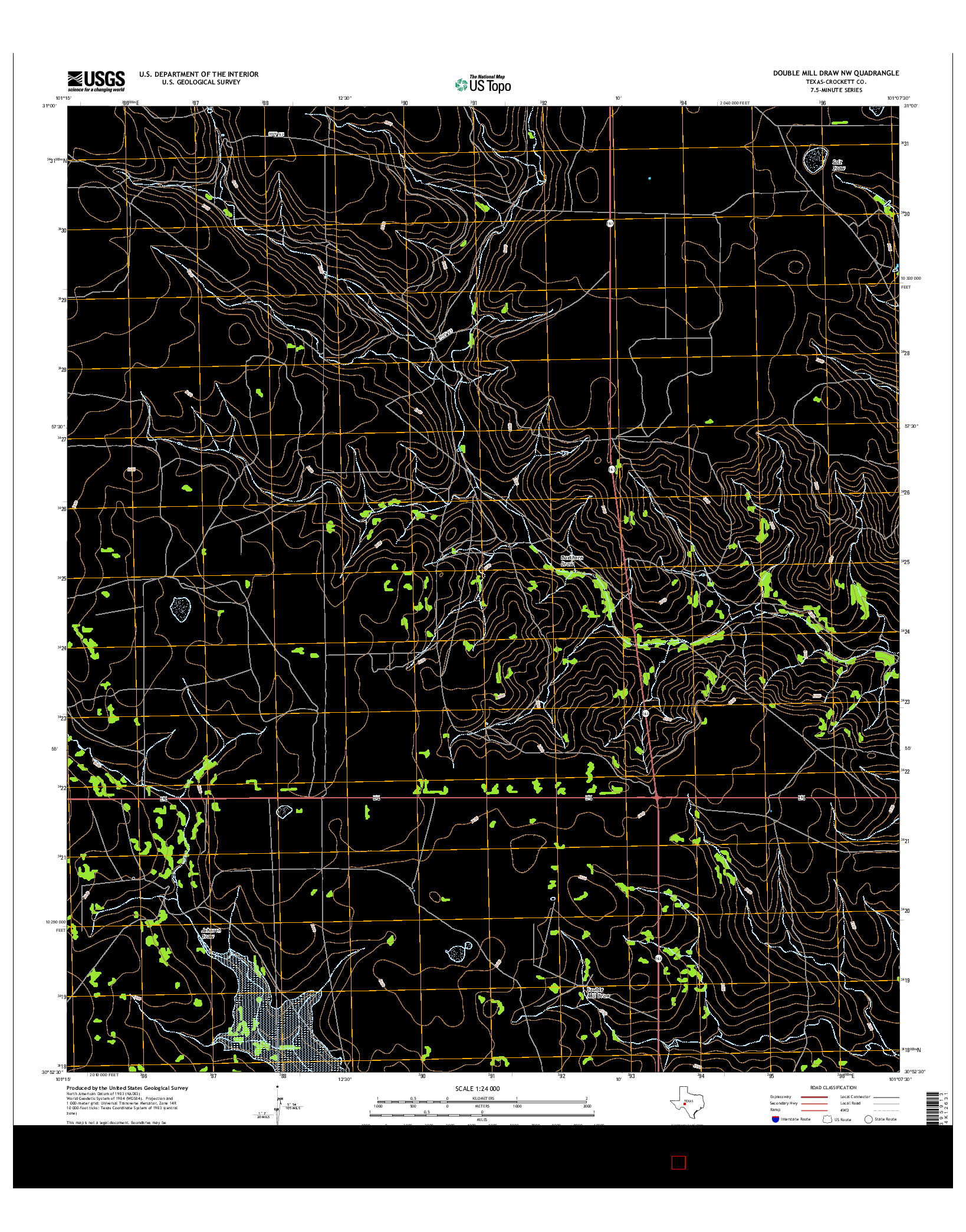 USGS US TOPO 7.5-MINUTE MAP FOR DOUBLE MILL DRAW NW, TX 2016