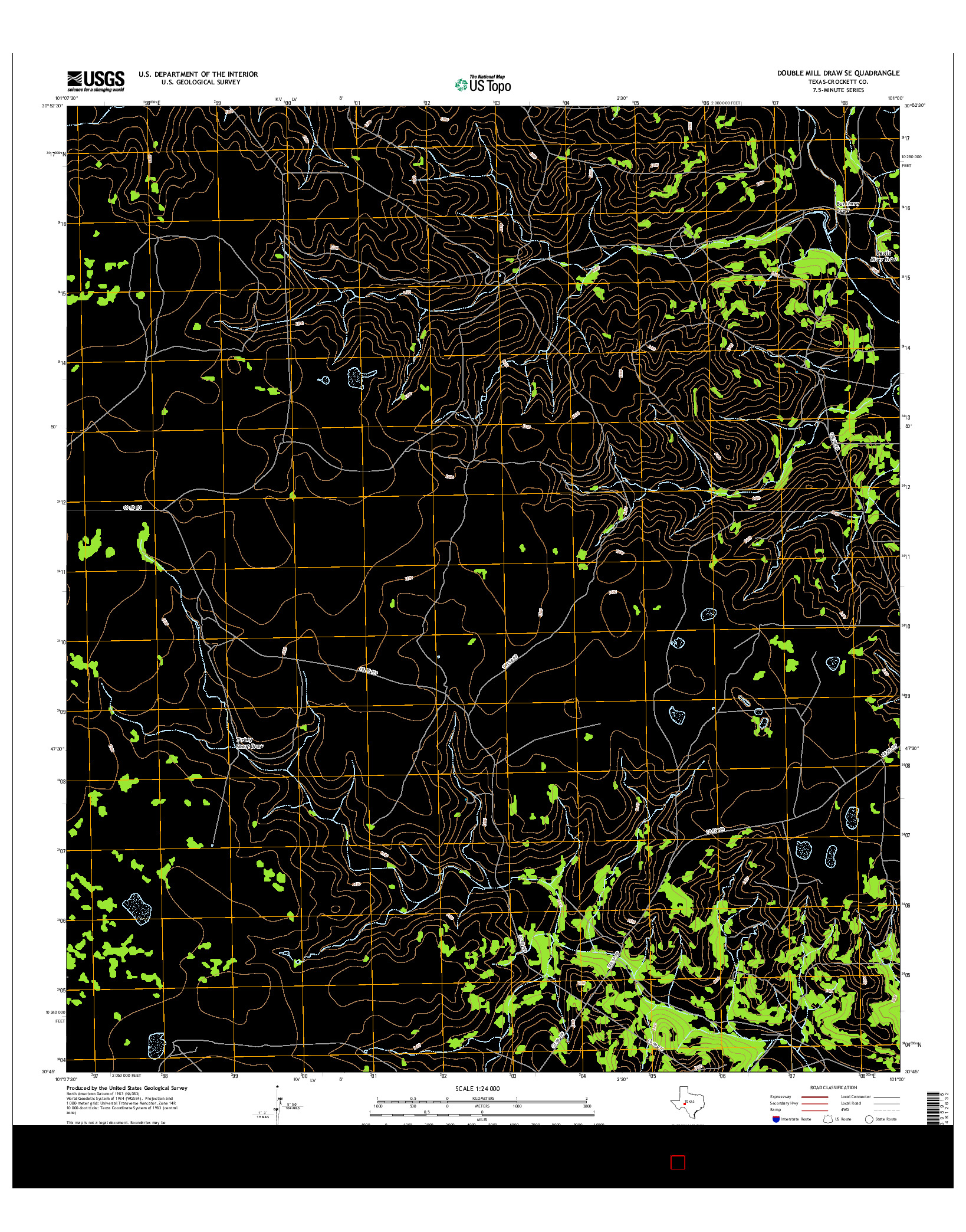 USGS US TOPO 7.5-MINUTE MAP FOR DOUBLE MILL DRAW SE, TX 2016