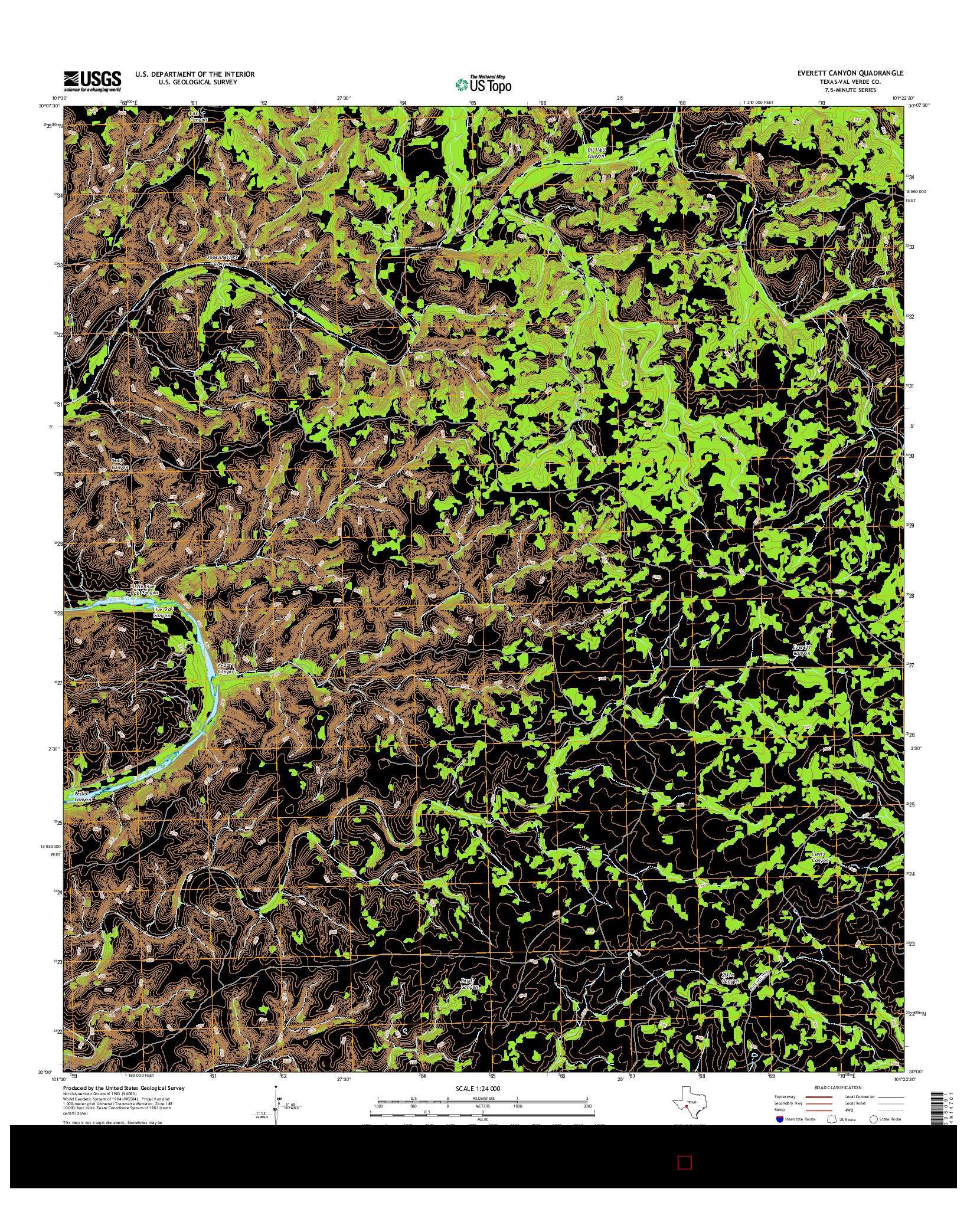 USGS US TOPO 7.5-MINUTE MAP FOR EVERETT CANYON, TX 2016