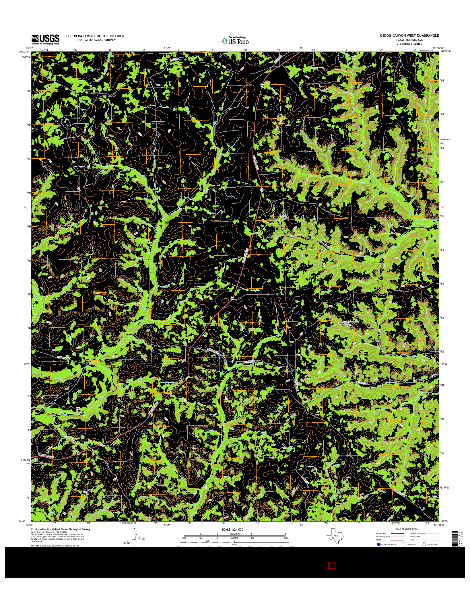 USGS US TOPO 7.5-MINUTE MAP FOR GEDDIS CANYON WEST, TX 2016