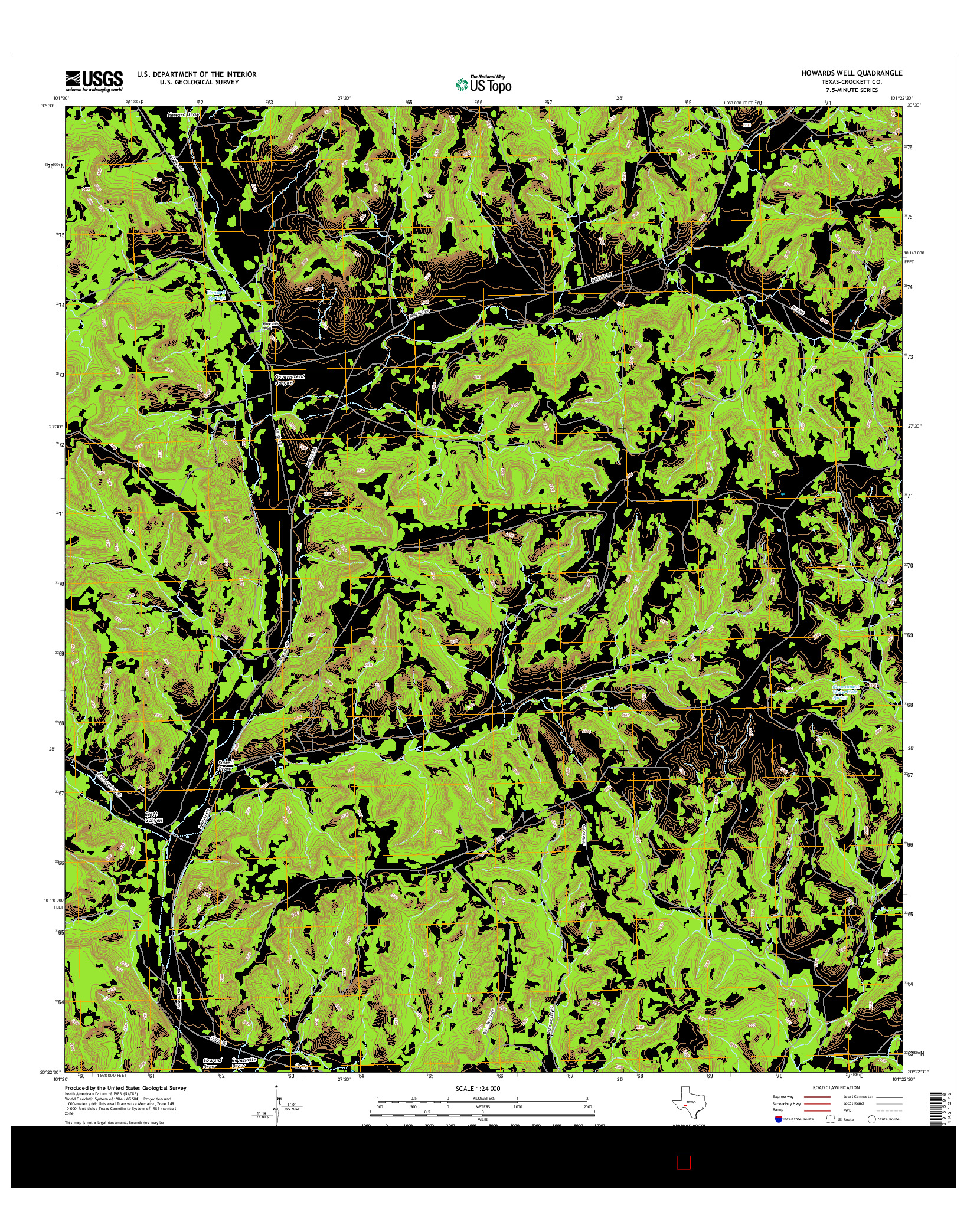 USGS US TOPO 7.5-MINUTE MAP FOR HOWARDS WELL, TX 2016