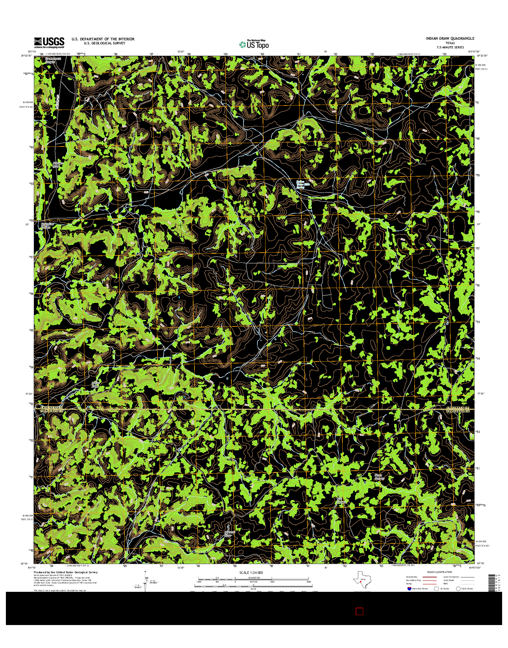 USGS US TOPO 7.5-MINUTE MAP FOR INDIAN DRAW, TX 2016