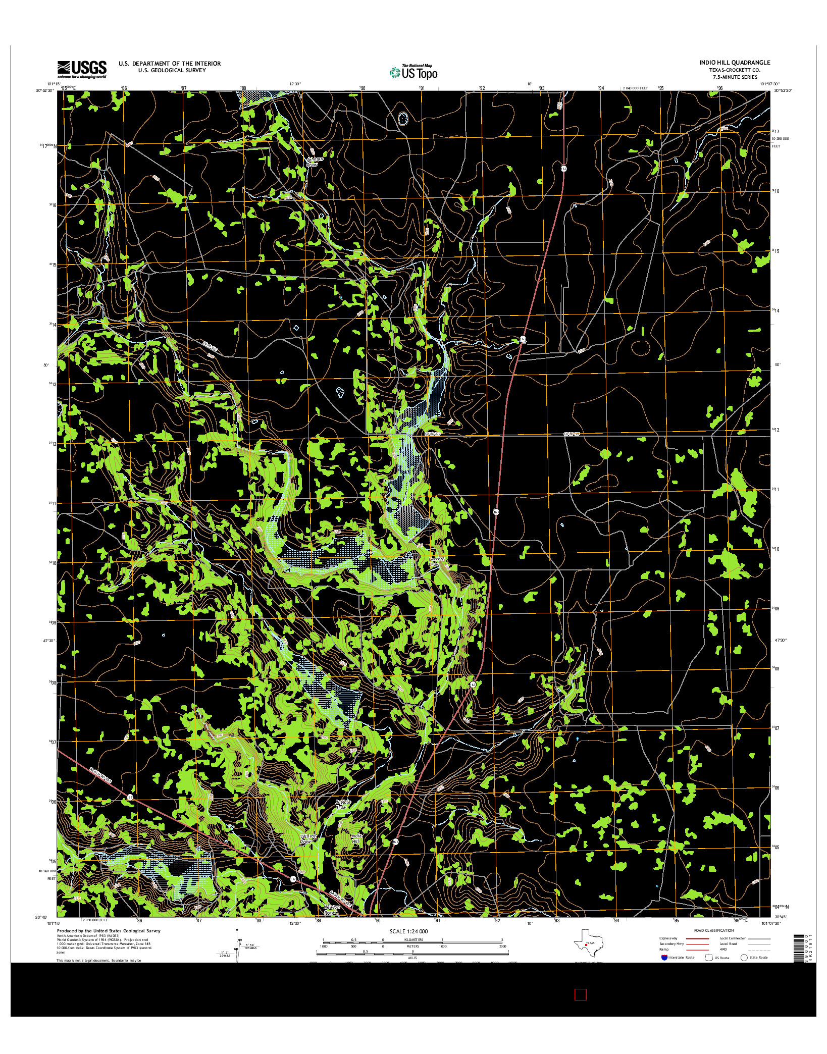 USGS US TOPO 7.5-MINUTE MAP FOR INDIO HILL, TX 2016