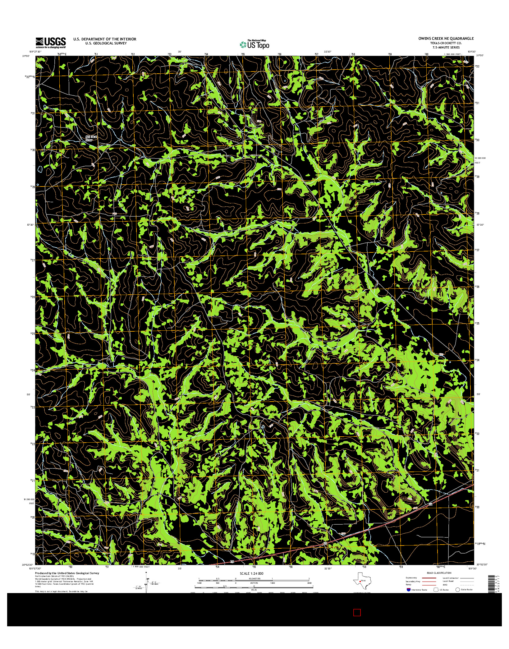 USGS US TOPO 7.5-MINUTE MAP FOR OWENS CREEK NE, TX 2016