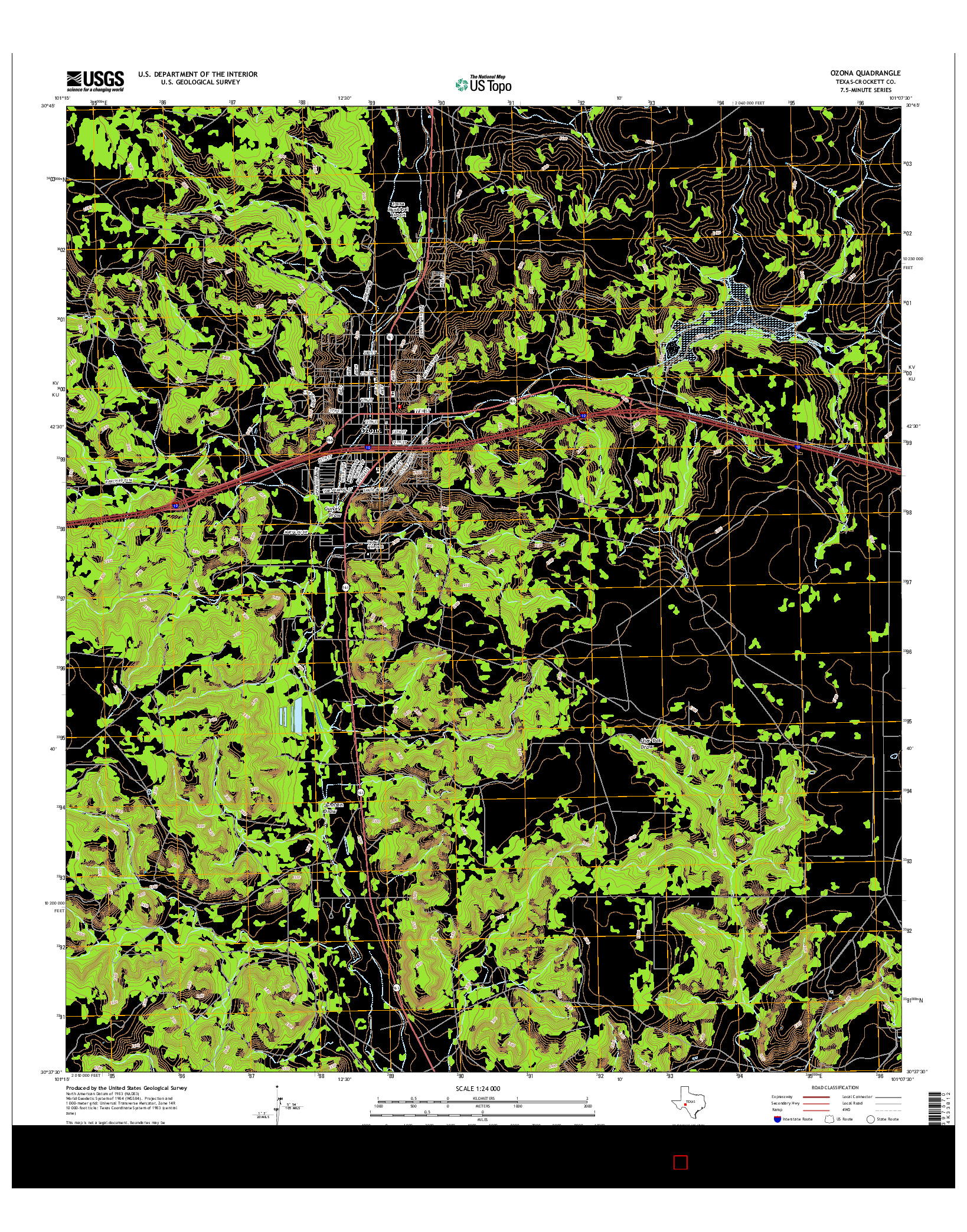 USGS US TOPO 7.5-MINUTE MAP FOR OZONA, TX 2016