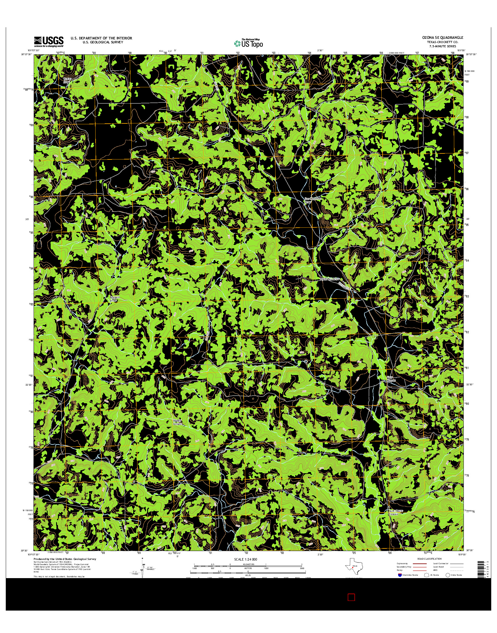 USGS US TOPO 7.5-MINUTE MAP FOR OZONA SE, TX 2016