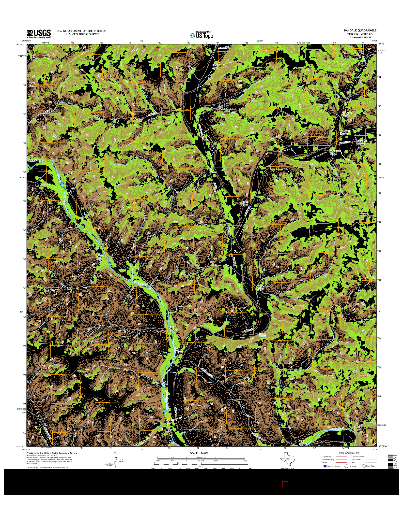 USGS US TOPO 7.5-MINUTE MAP FOR PANDALE, TX 2016