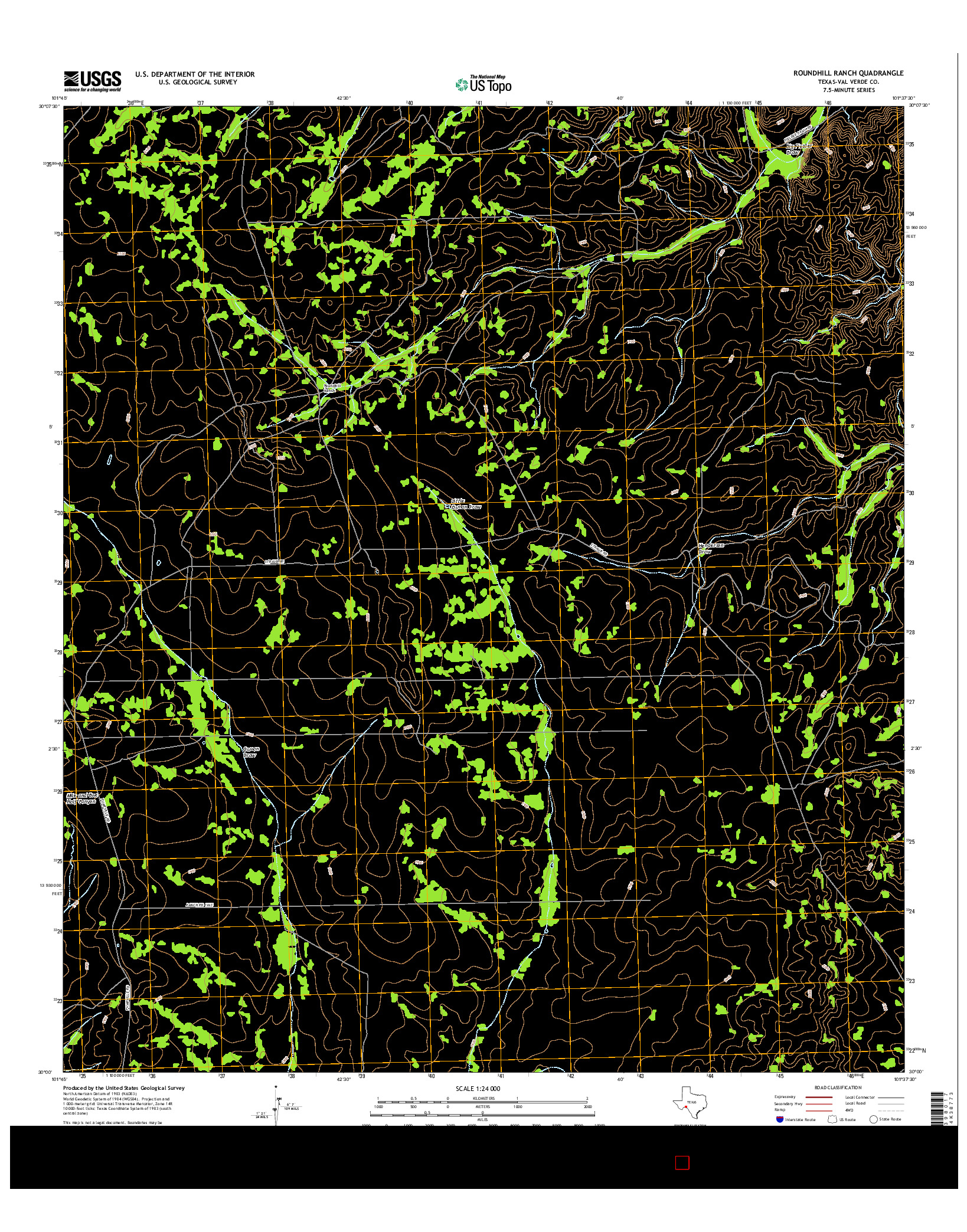 USGS US TOPO 7.5-MINUTE MAP FOR ROUNDHILL RANCH, TX 2016