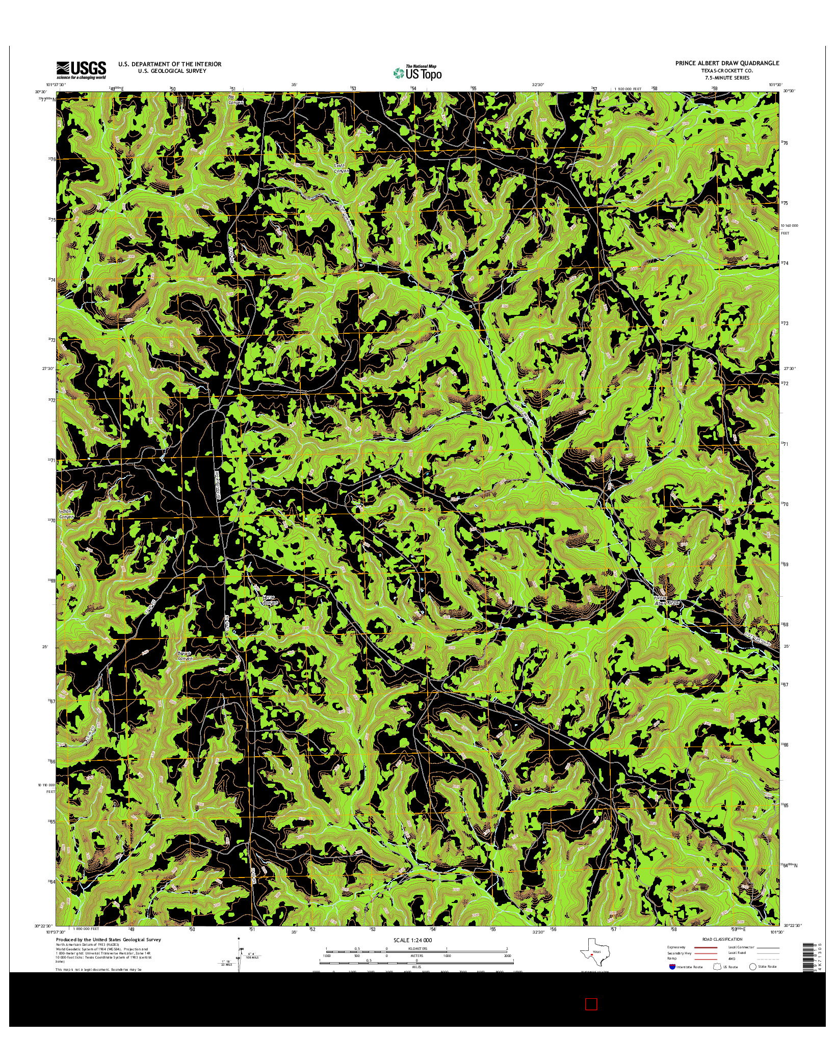 USGS US TOPO 7.5-MINUTE MAP FOR PRINCE ALBERT DRAW, TX 2016