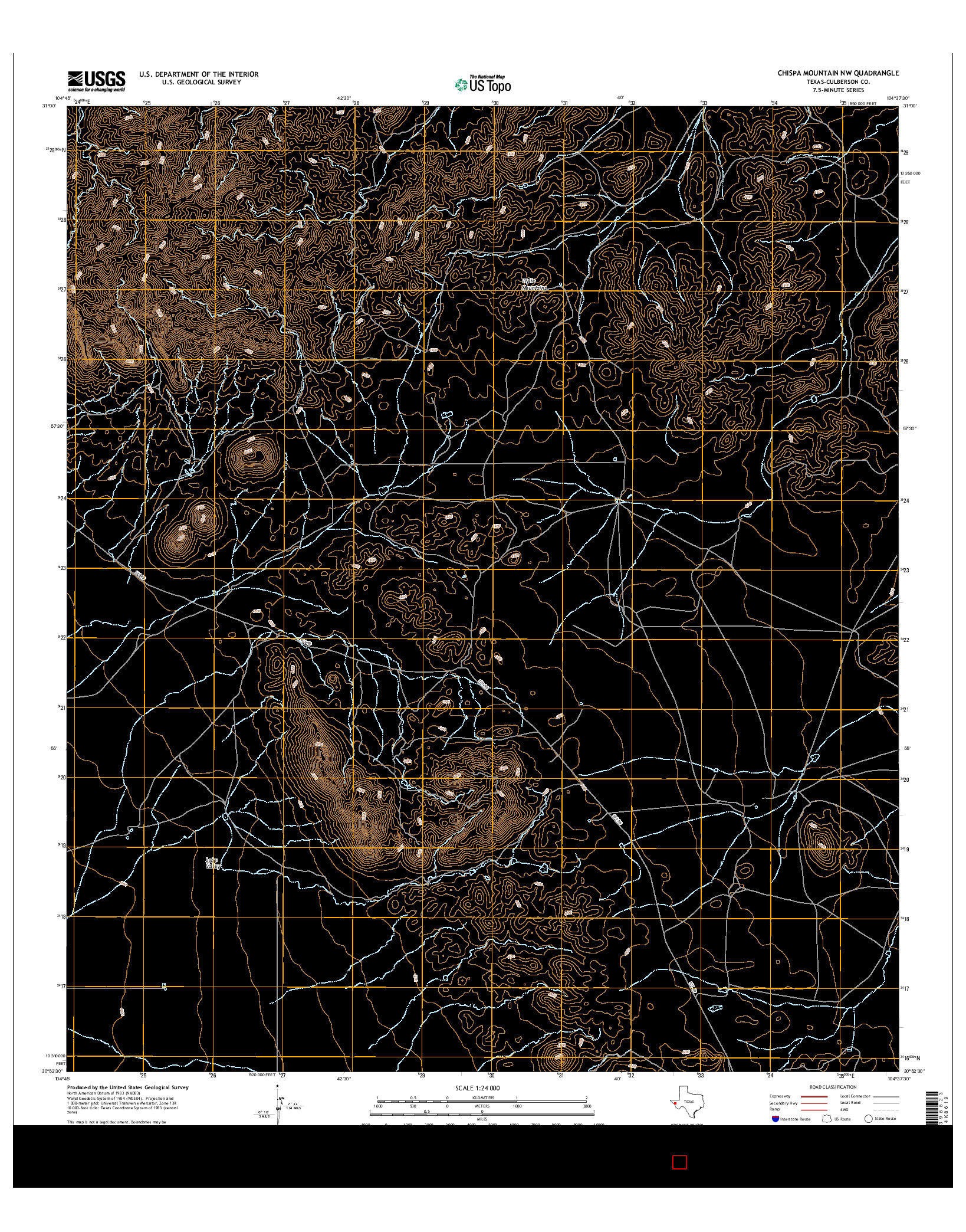 USGS US TOPO 7.5-MINUTE MAP FOR CHISPA MOUNTAIN NW, TX 2016