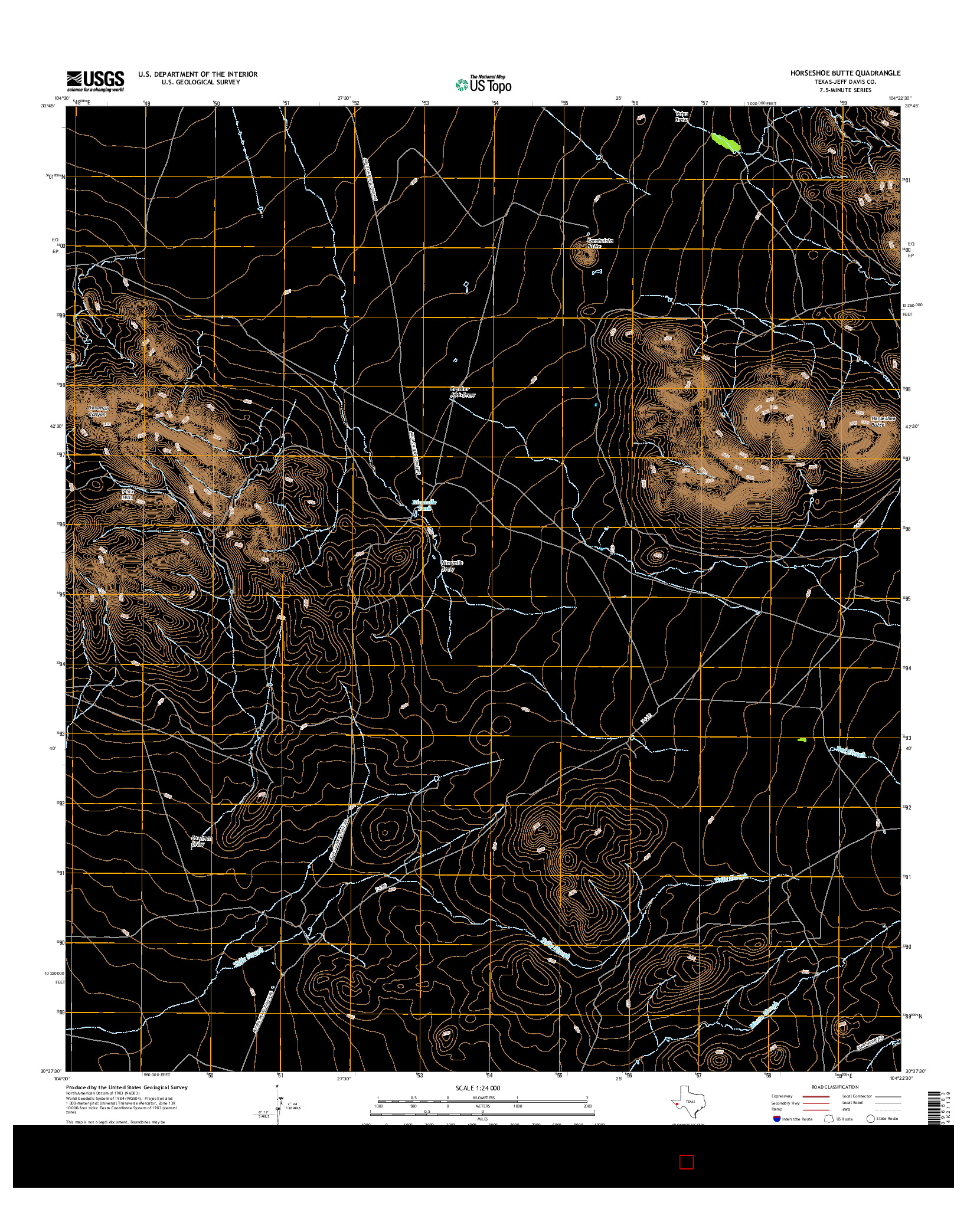 USGS US TOPO 7.5-MINUTE MAP FOR HORSESHOE BUTTE, TX 2016