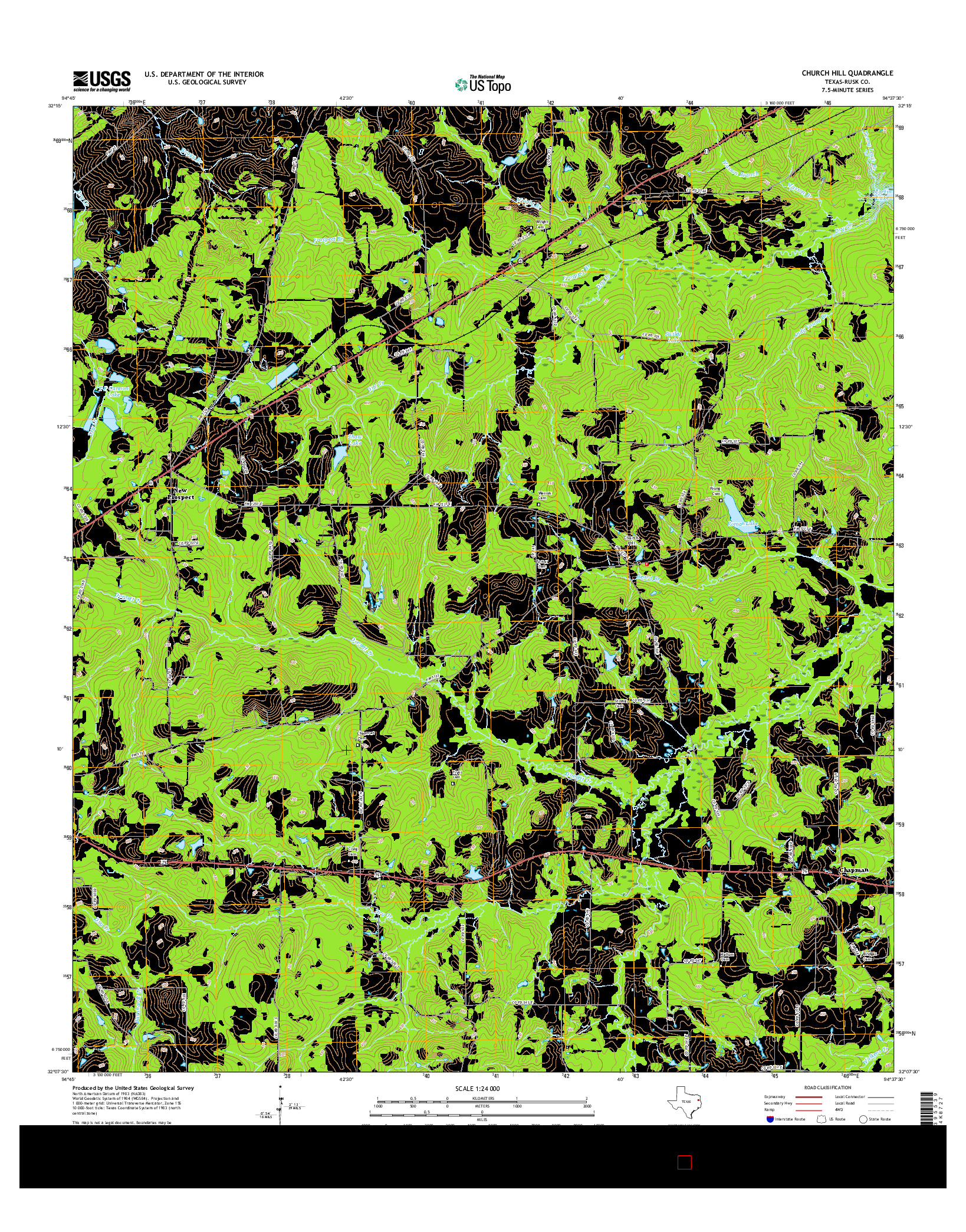 USGS US TOPO 7.5-MINUTE MAP FOR CHURCH HILL, TX 2016