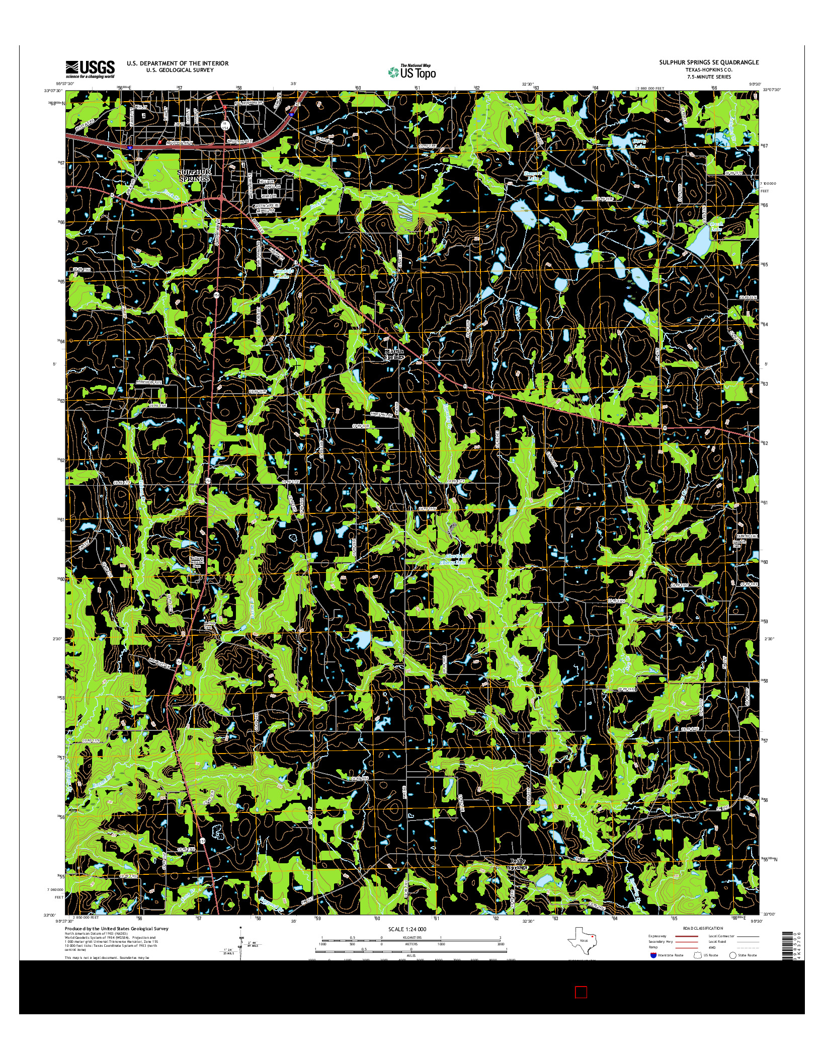 USGS US TOPO 7.5-MINUTE MAP FOR SULPHUR SPRINGS SE, TX 2016