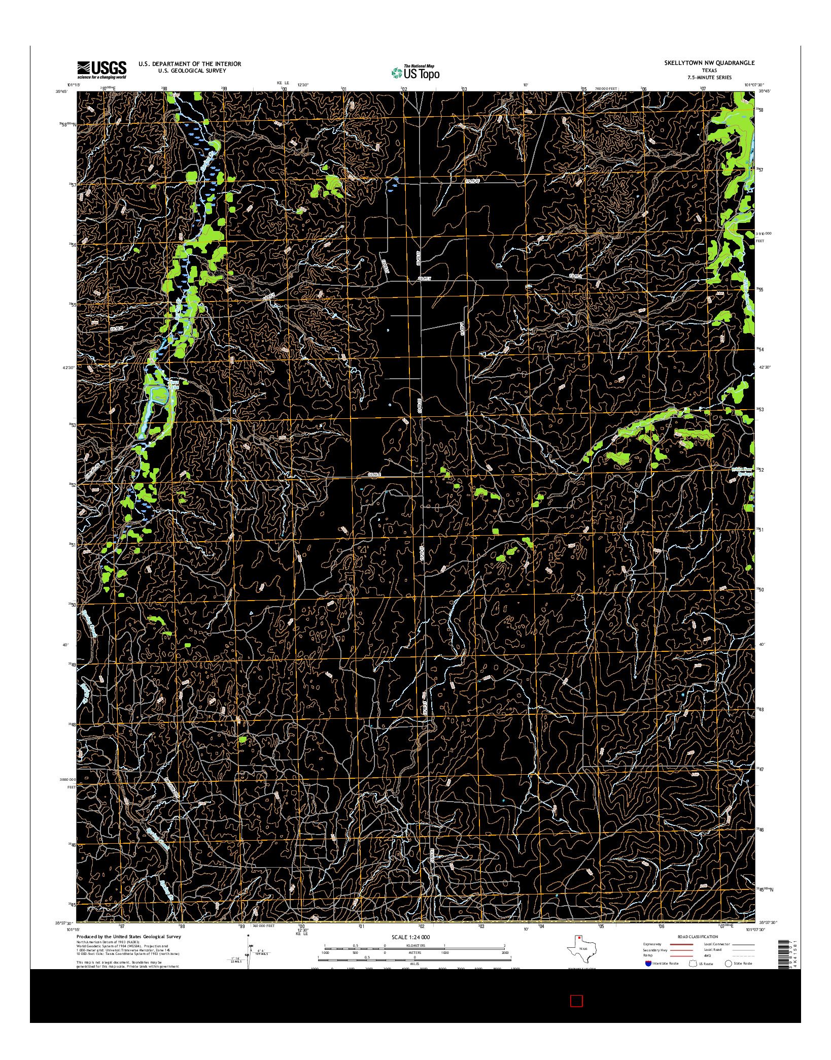 USGS US TOPO 7.5-MINUTE MAP FOR SKELLYTOWN NW, TX 2016