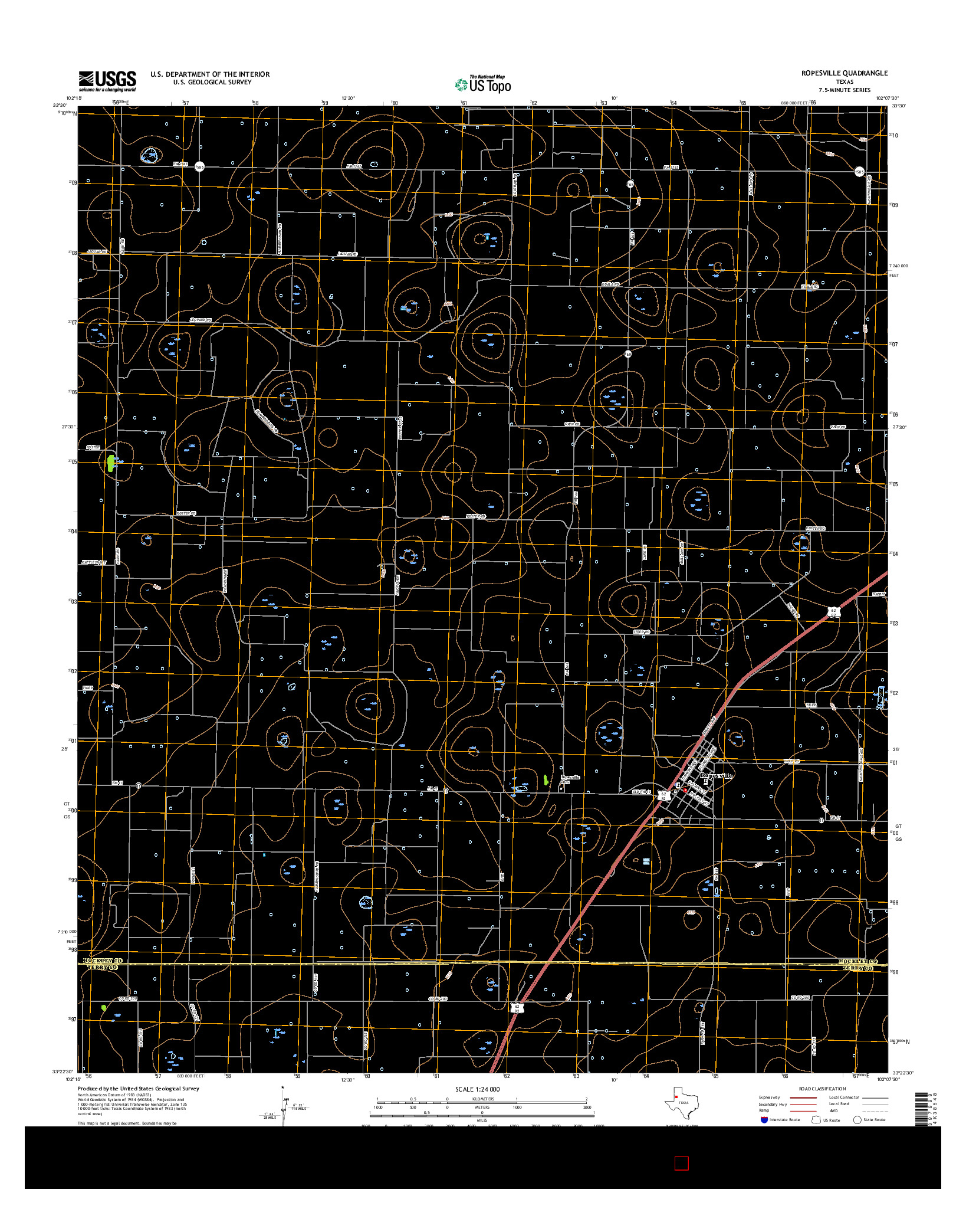 USGS US TOPO 7.5-MINUTE MAP FOR ROPESVILLE, TX 2016