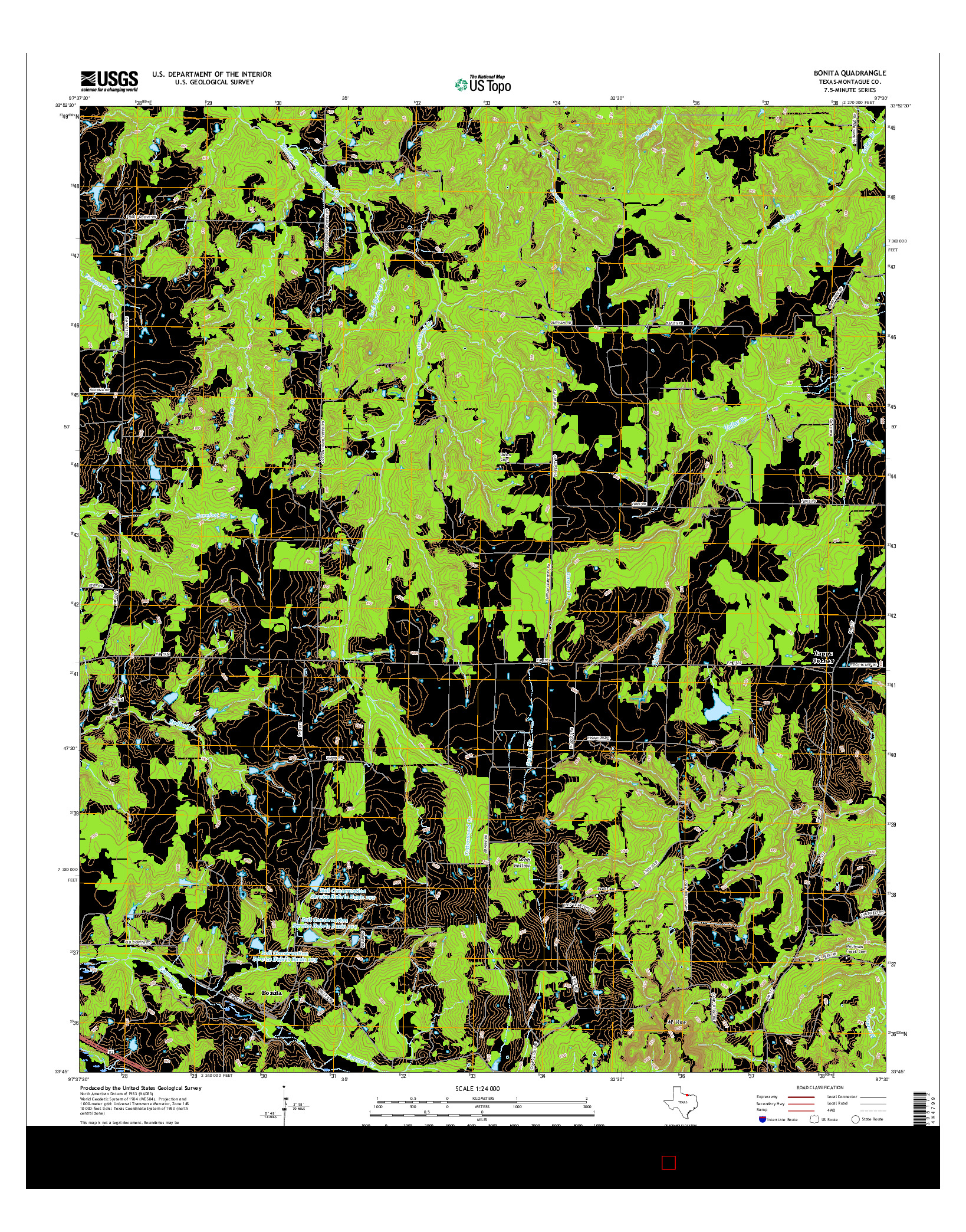 USGS US TOPO 7.5-MINUTE MAP FOR BONITA, TX 2016