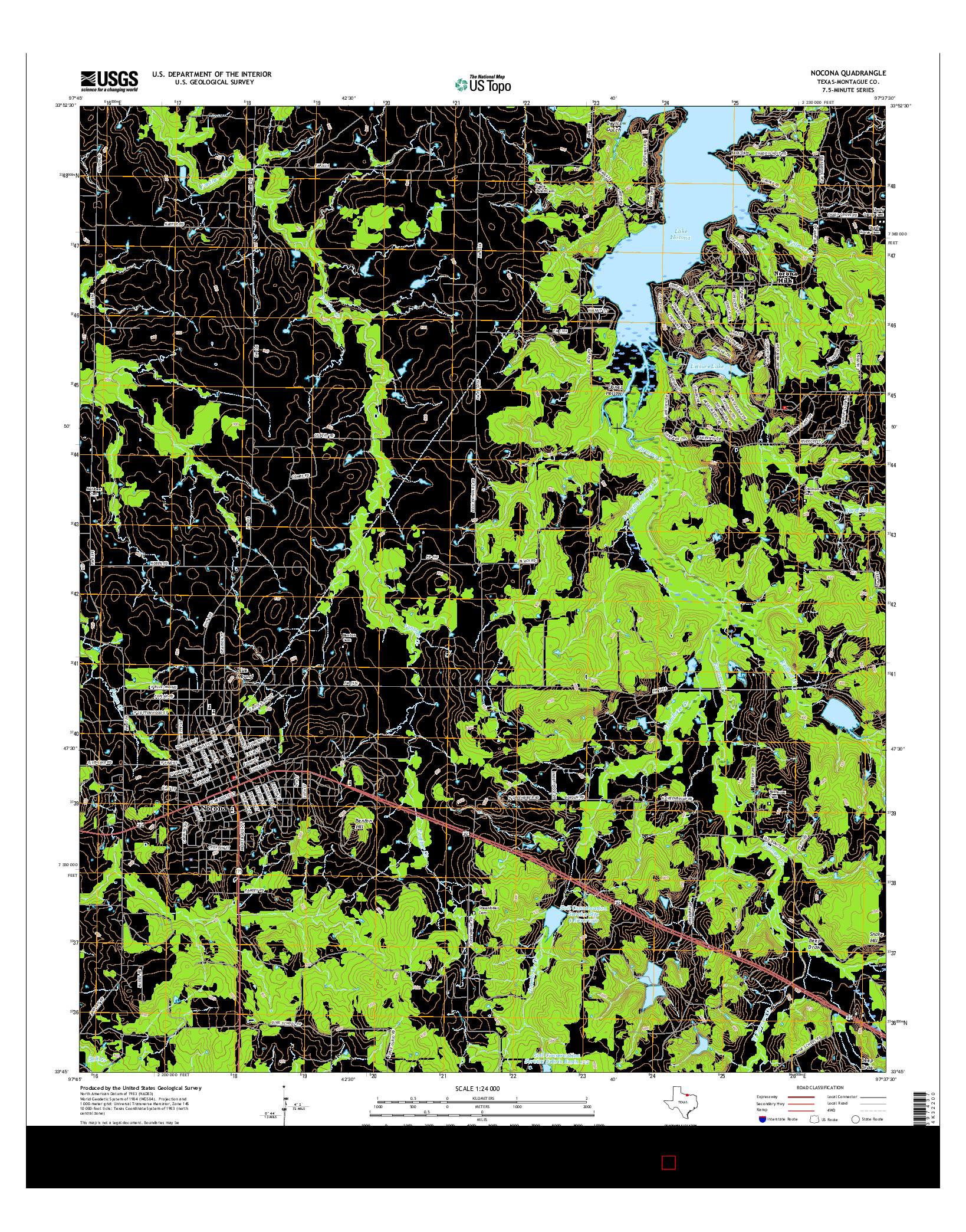 USGS US TOPO 7.5-MINUTE MAP FOR NOCONA, TX 2016