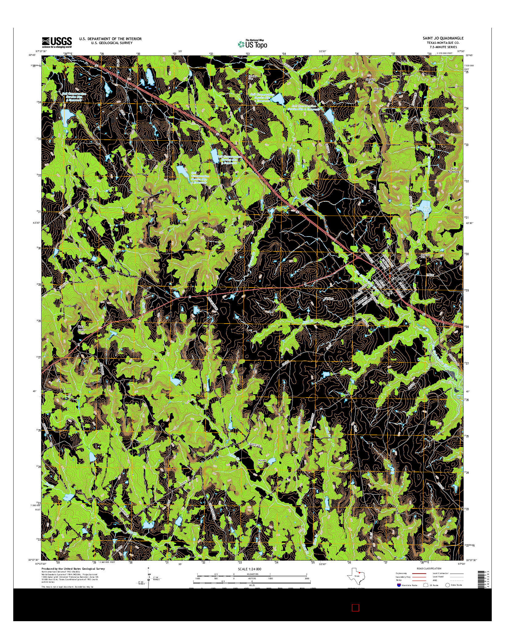 USGS US TOPO 7.5-MINUTE MAP FOR SAINT JO, TX 2016