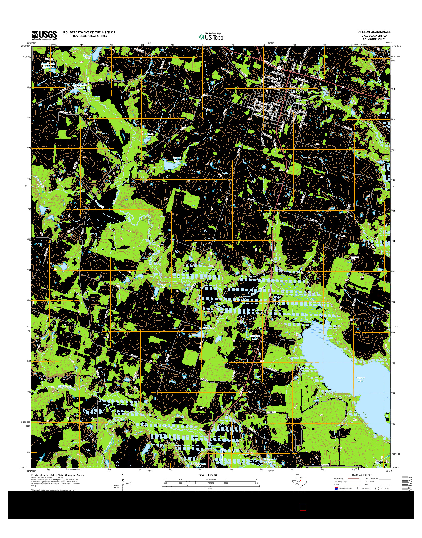 USGS US TOPO 7.5-MINUTE MAP FOR DE LEON, TX 2016