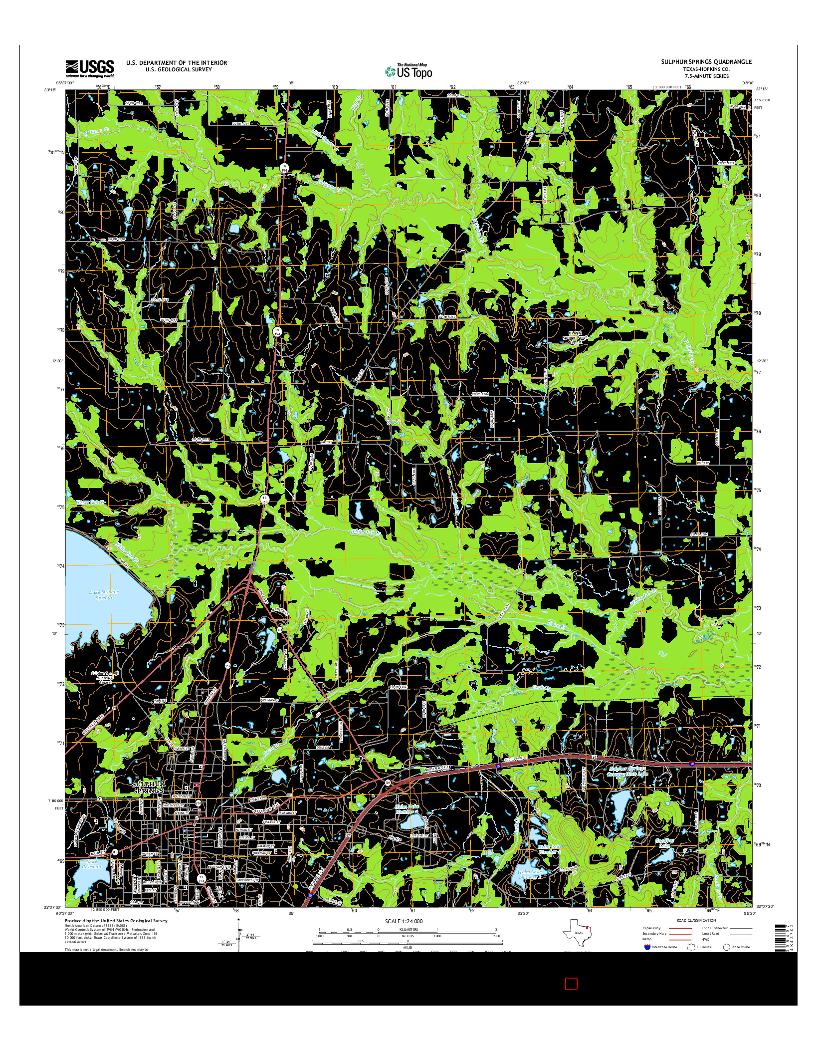 USGS US TOPO 7.5-MINUTE MAP FOR SULPHUR SPRINGS, TX 2016