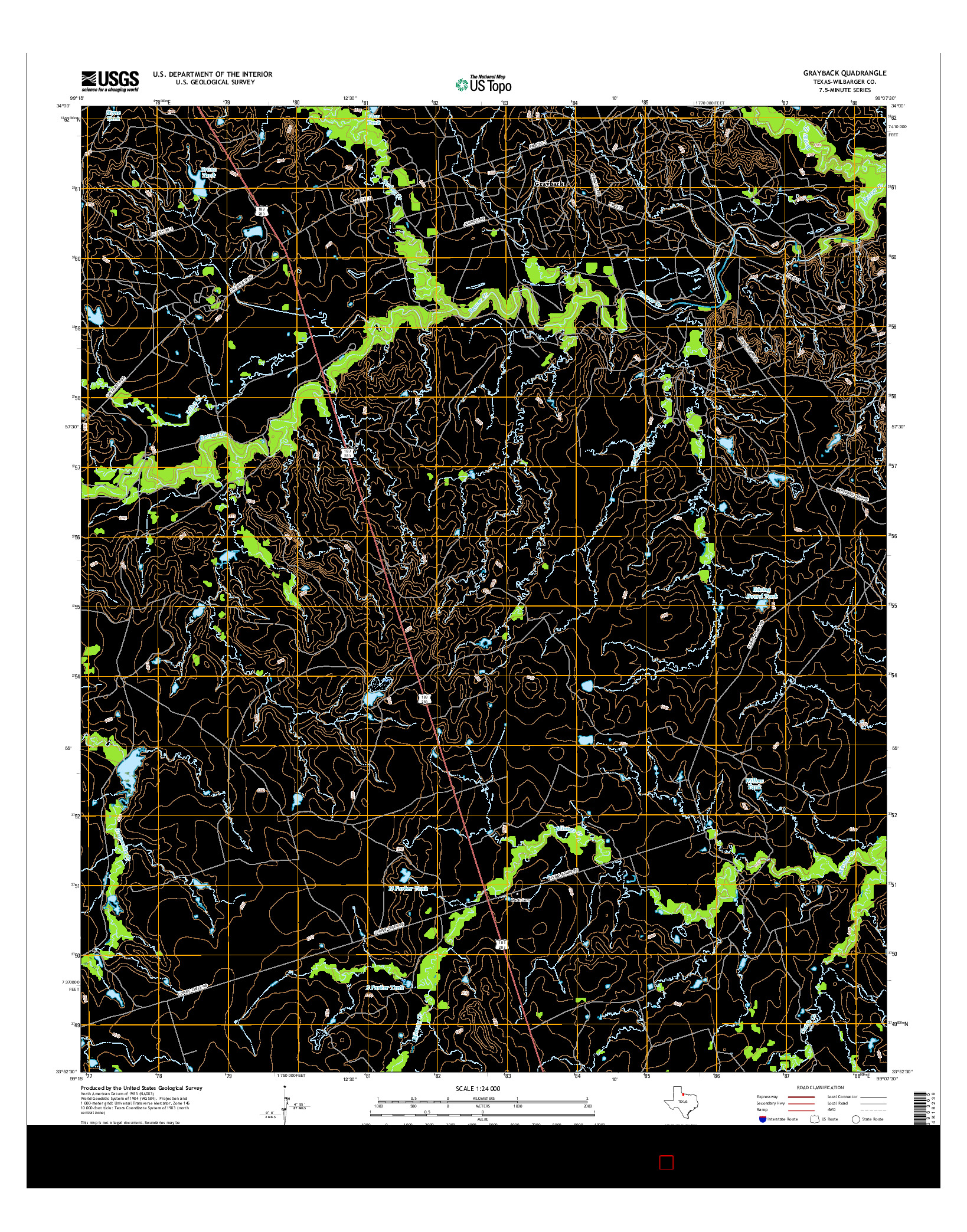 USGS US TOPO 7.5-MINUTE MAP FOR GRAYBACK, TX 2016