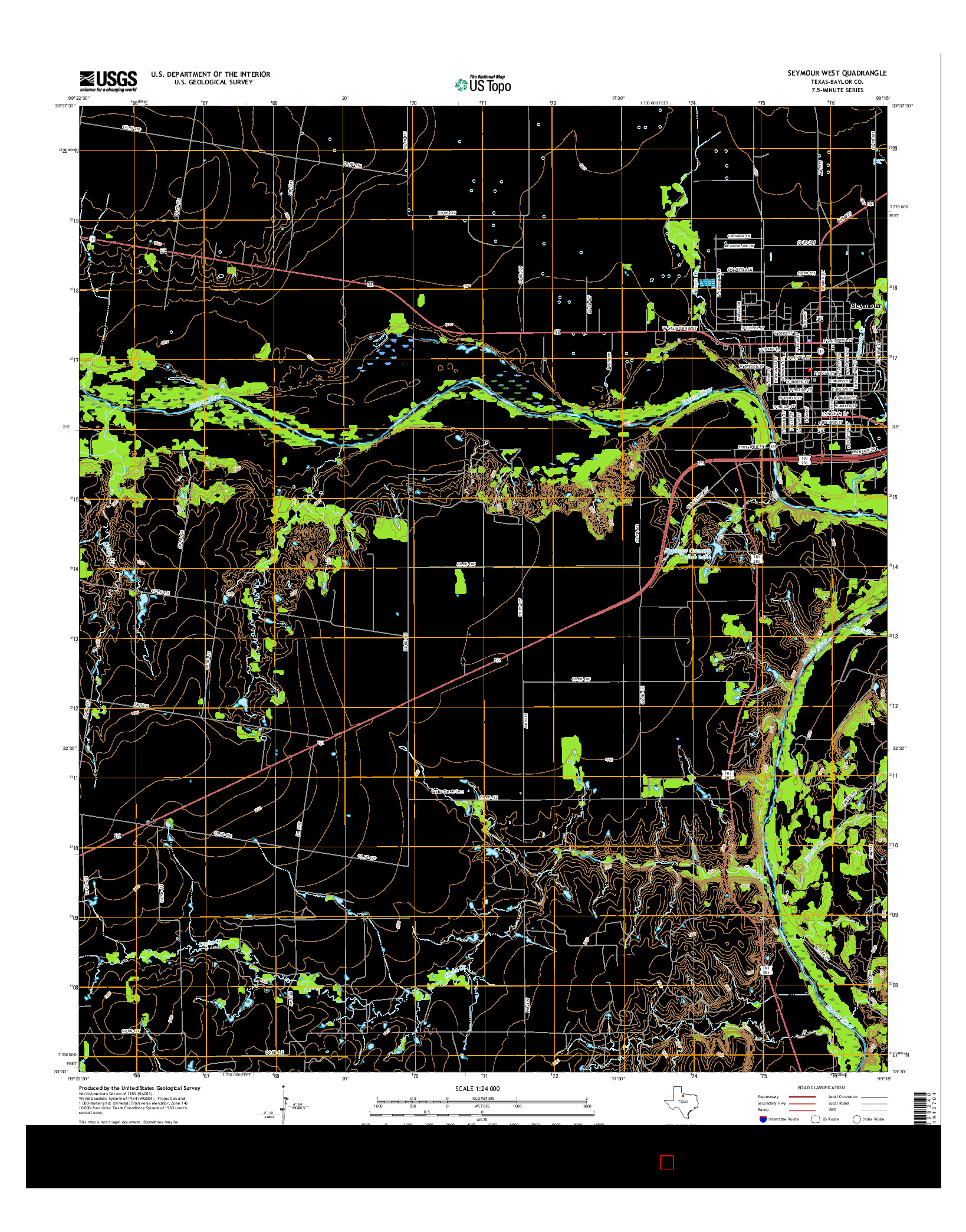 USGS US TOPO 7.5-MINUTE MAP FOR SEYMOUR WEST, TX 2016