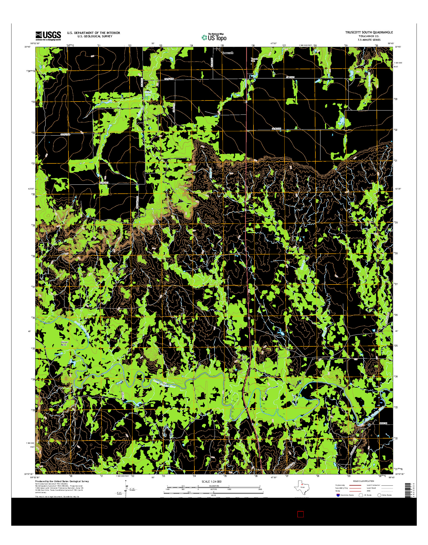 USGS US TOPO 7.5-MINUTE MAP FOR TRUSCOTT SOUTH, TX 2016