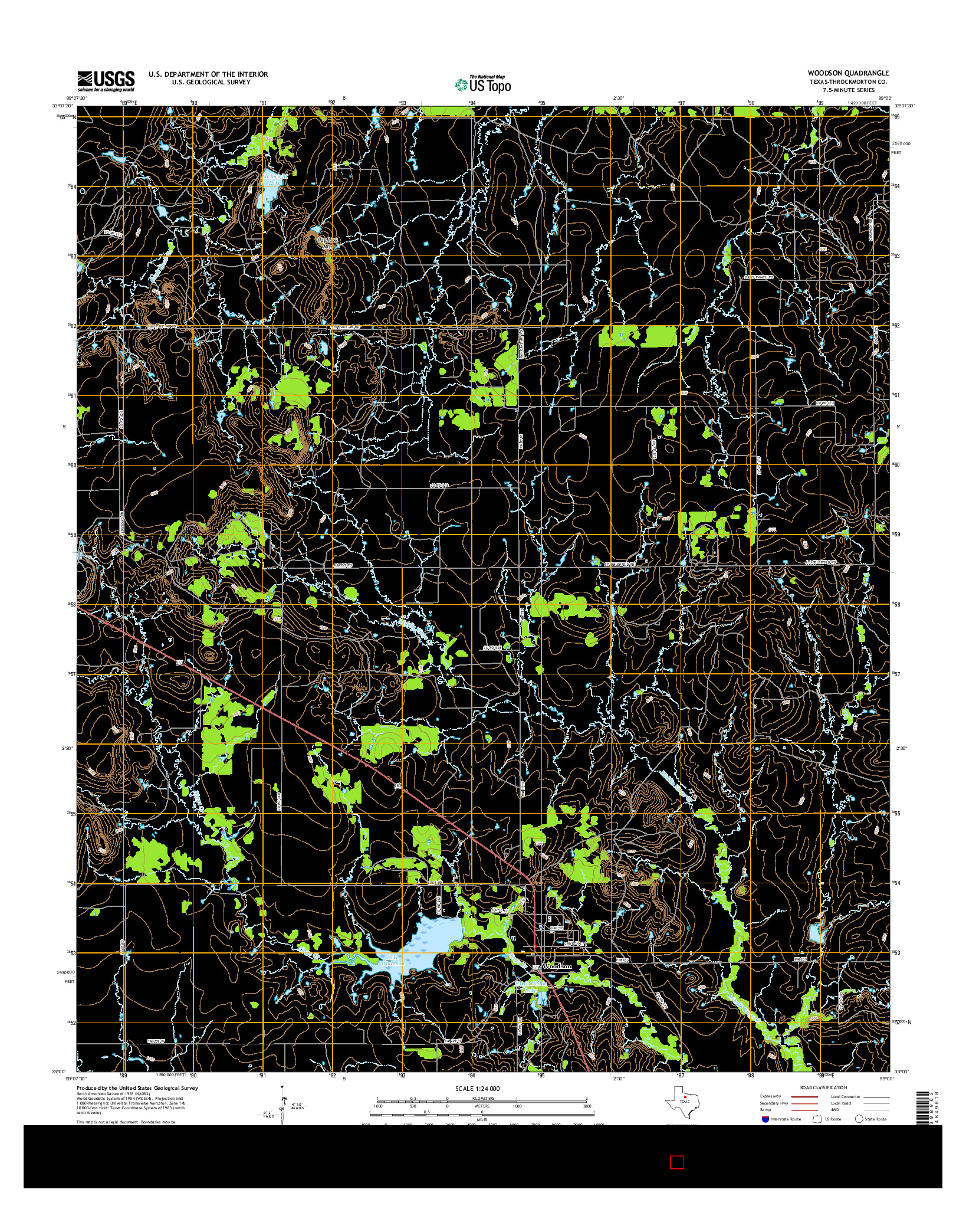 USGS US TOPO 7.5-MINUTE MAP FOR WOODSON, TX 2016