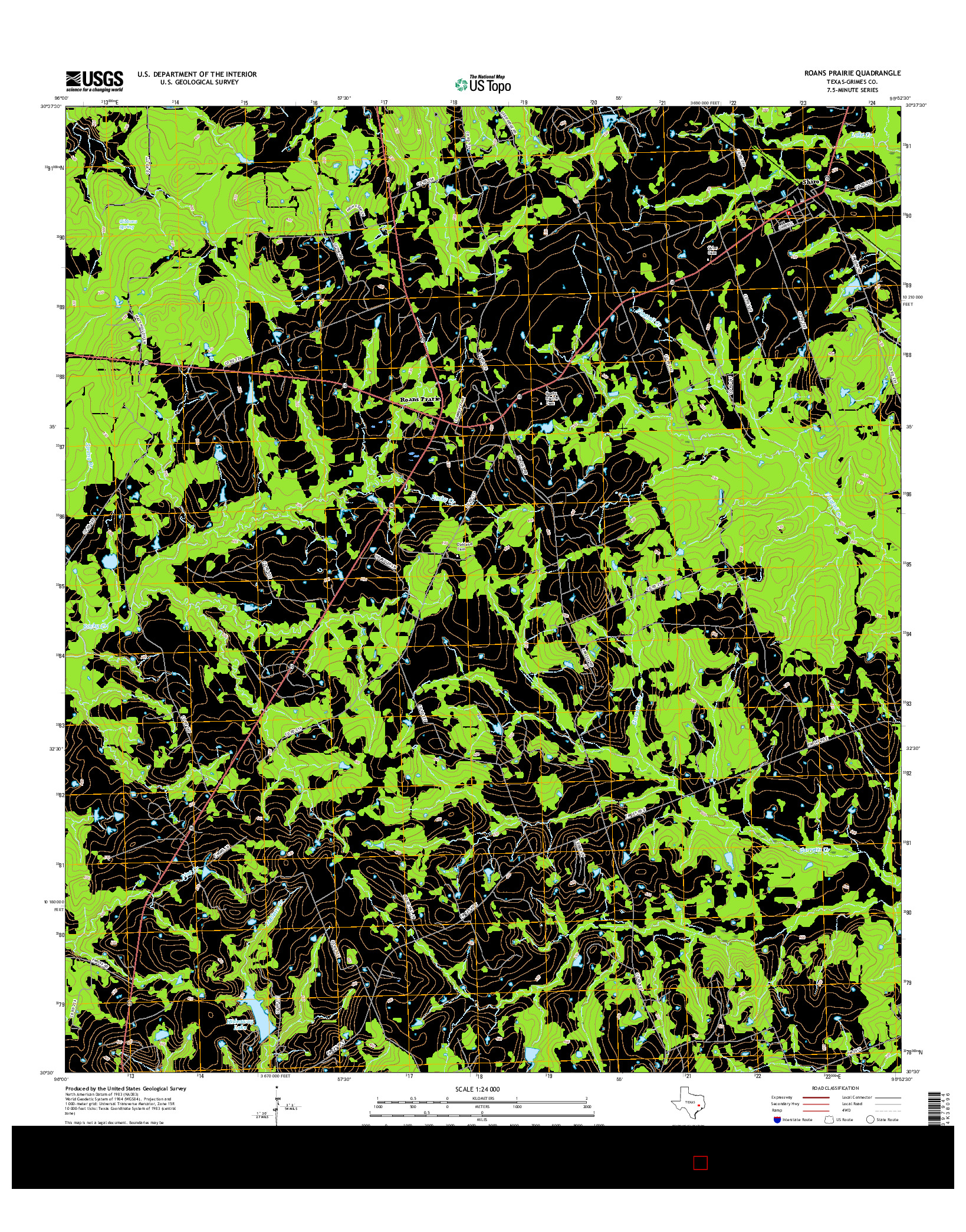 USGS US TOPO 7.5-MINUTE MAP FOR ROANS PRAIRIE, TX 2016