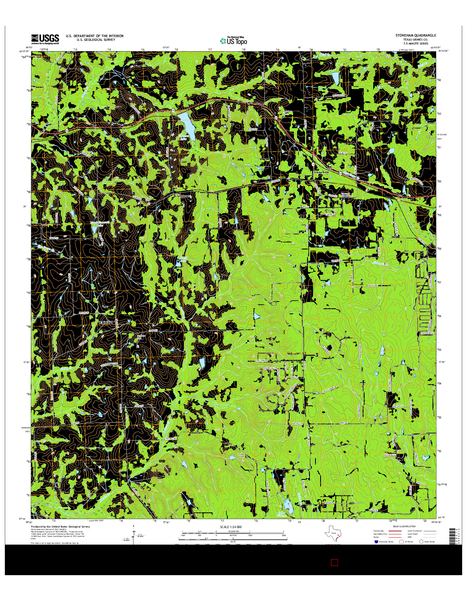 USGS US TOPO 7.5-MINUTE MAP FOR STONEHAM, TX 2016