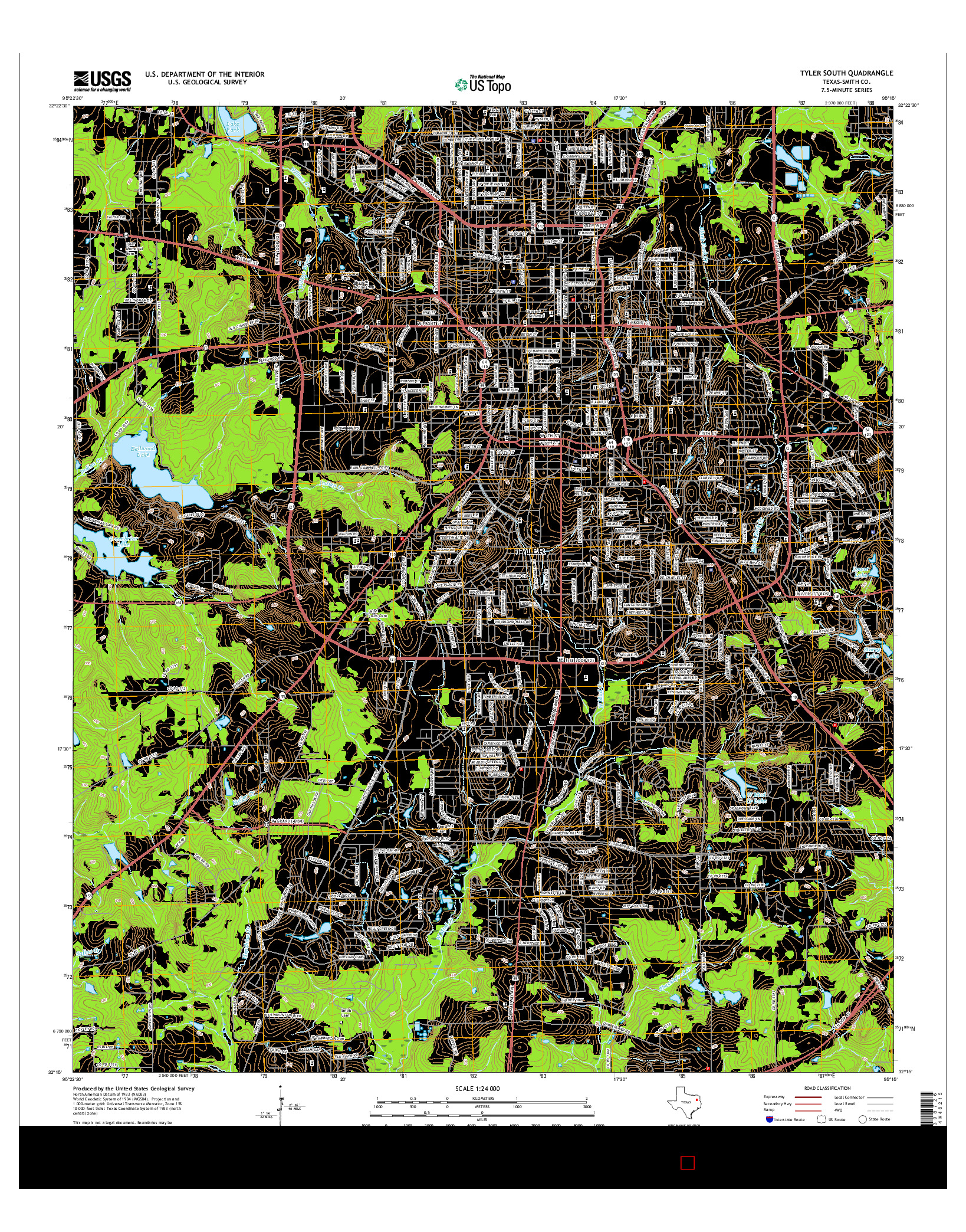 USGS US TOPO 7.5-MINUTE MAP FOR TYLER SOUTH, TX 2016