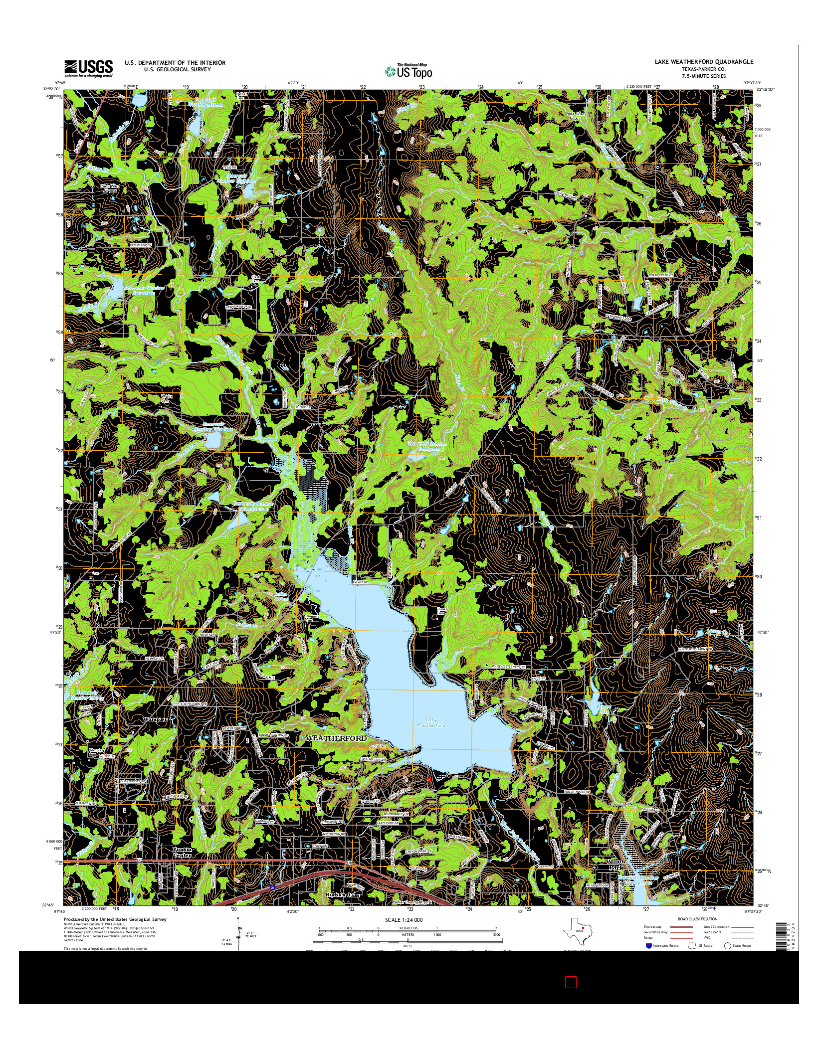 USGS US TOPO 7.5-MINUTE MAP FOR LAKE WEATHERFORD, TX 2016