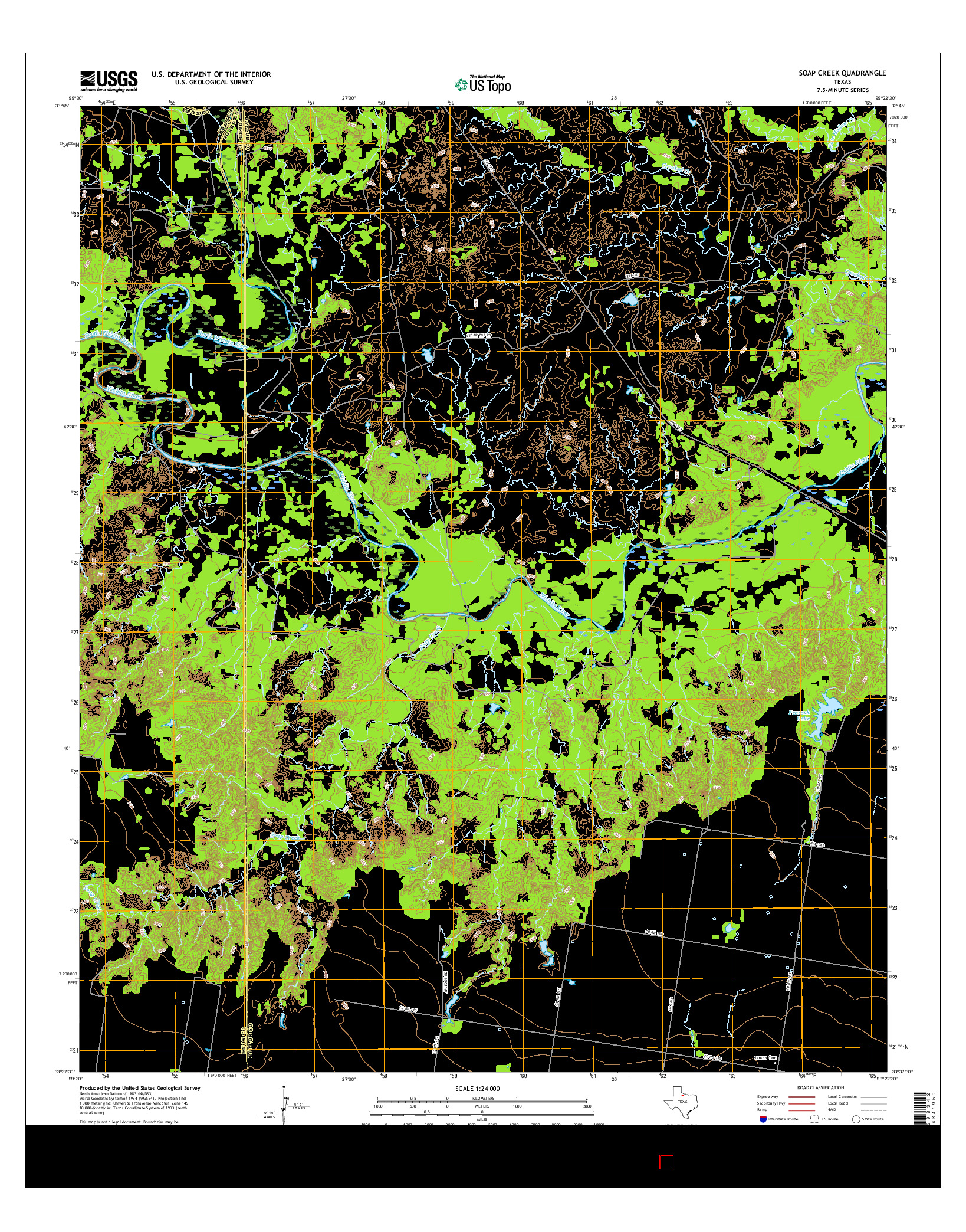 USGS US TOPO 7.5-MINUTE MAP FOR SOAP CREEK, TX 2016