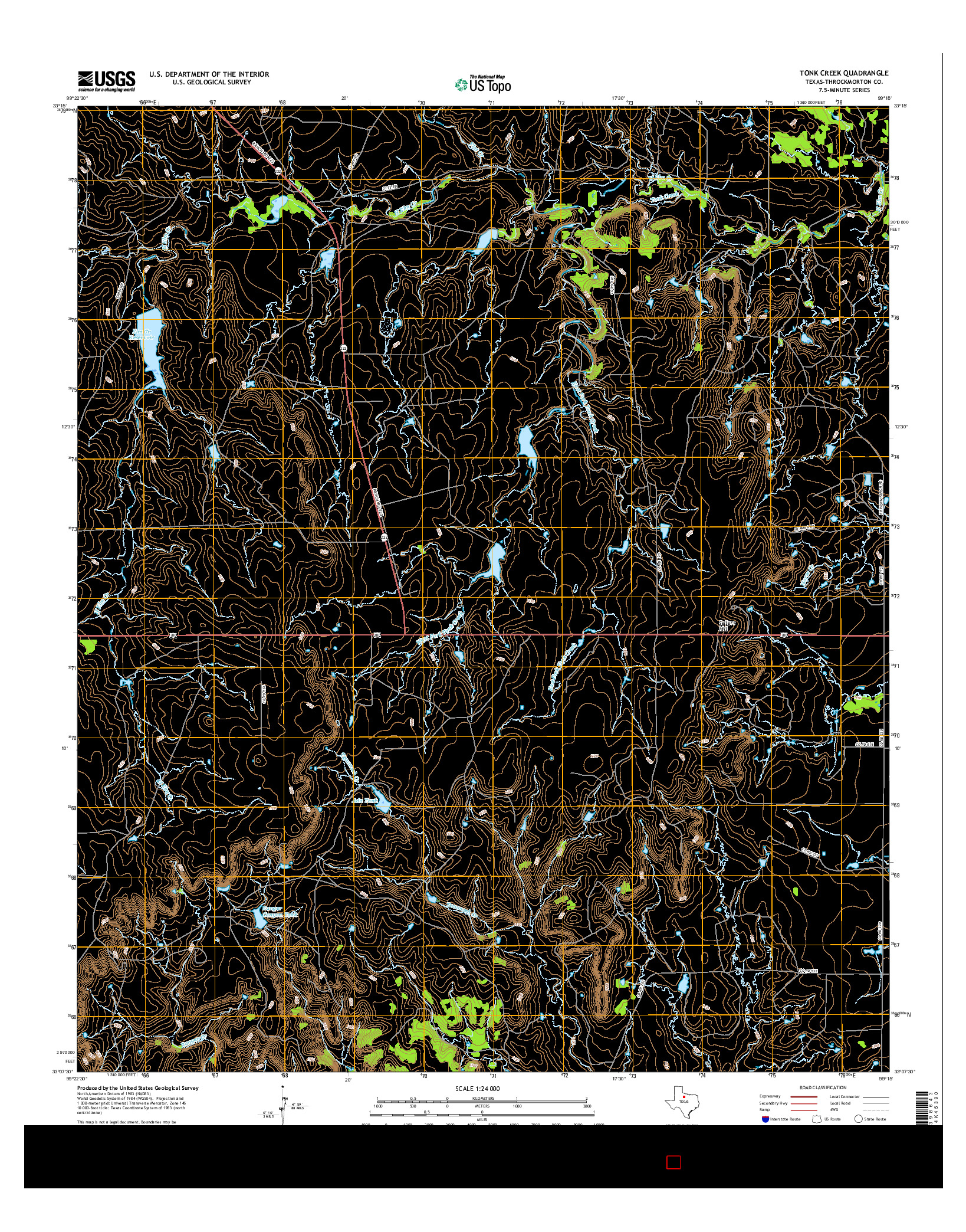 USGS US TOPO 7.5-MINUTE MAP FOR TONK CREEK, TX 2016