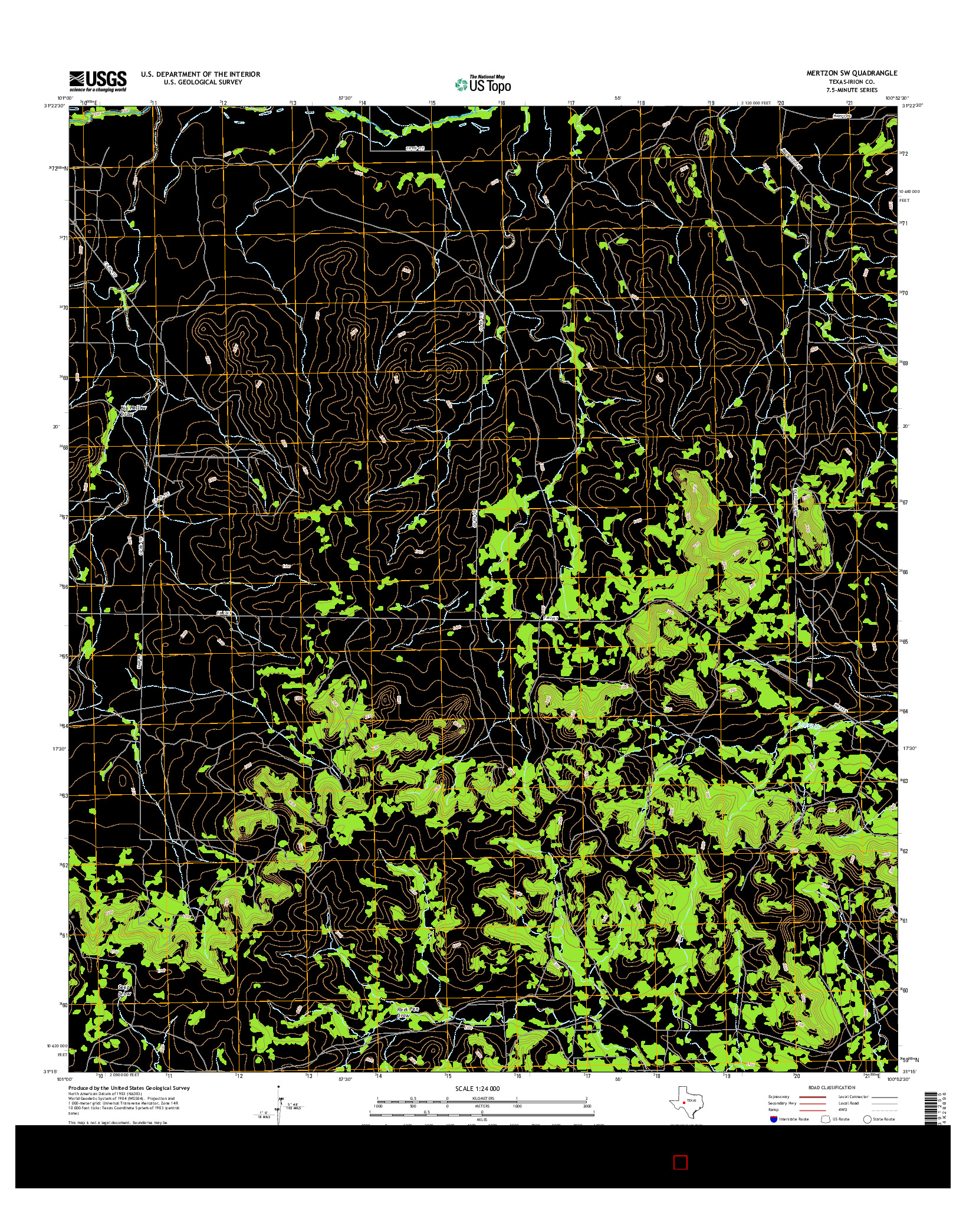 USGS US TOPO 7.5-MINUTE MAP FOR MERTZON SW, TX 2016