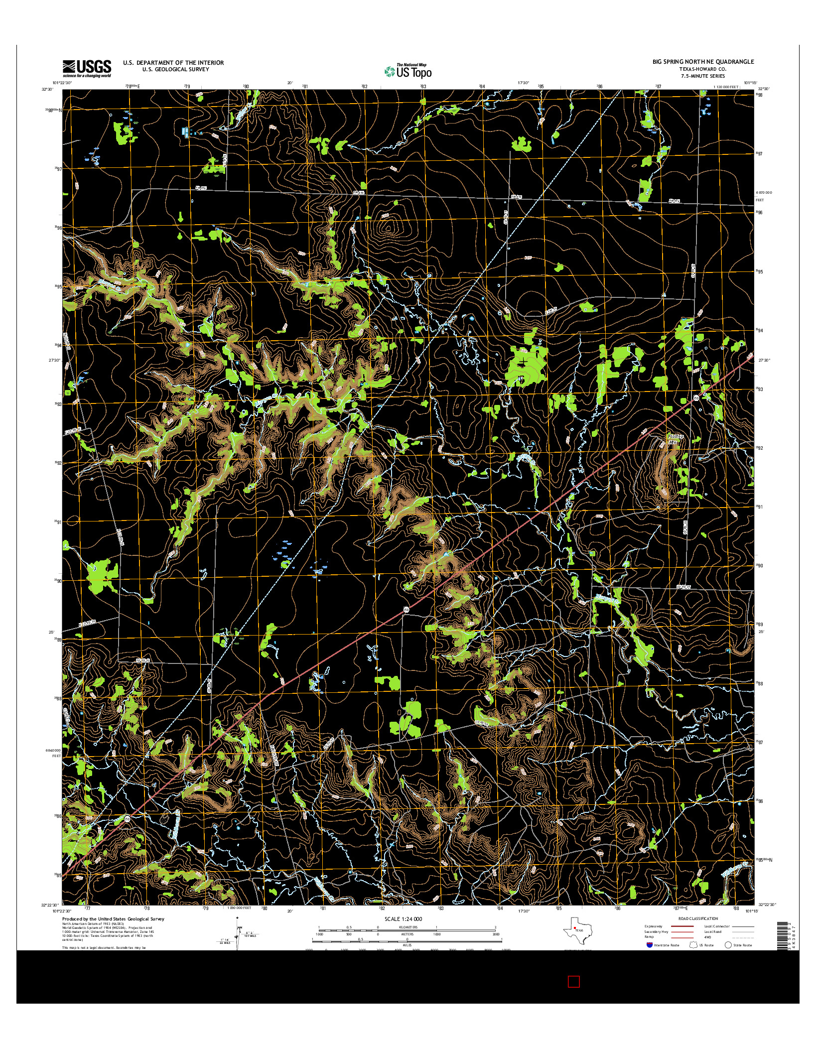 USGS US TOPO 7.5-MINUTE MAP FOR BIG SPRING NORTH NE, TX 2016