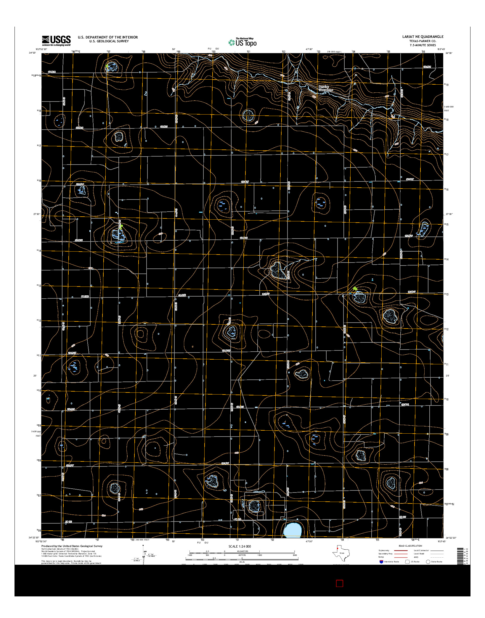 USGS US TOPO 7.5-MINUTE MAP FOR LARIAT NE, TX 2016