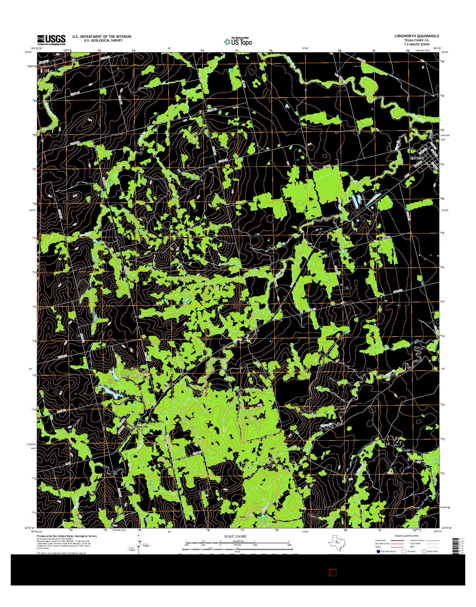 USGS US TOPO 7.5-MINUTE MAP FOR LONGWORTH, TX 2016