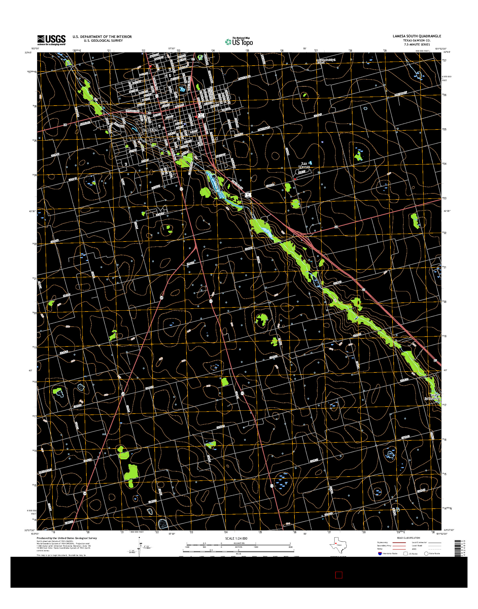 USGS US TOPO 7.5-MINUTE MAP FOR LAMESA SOUTH, TX 2016