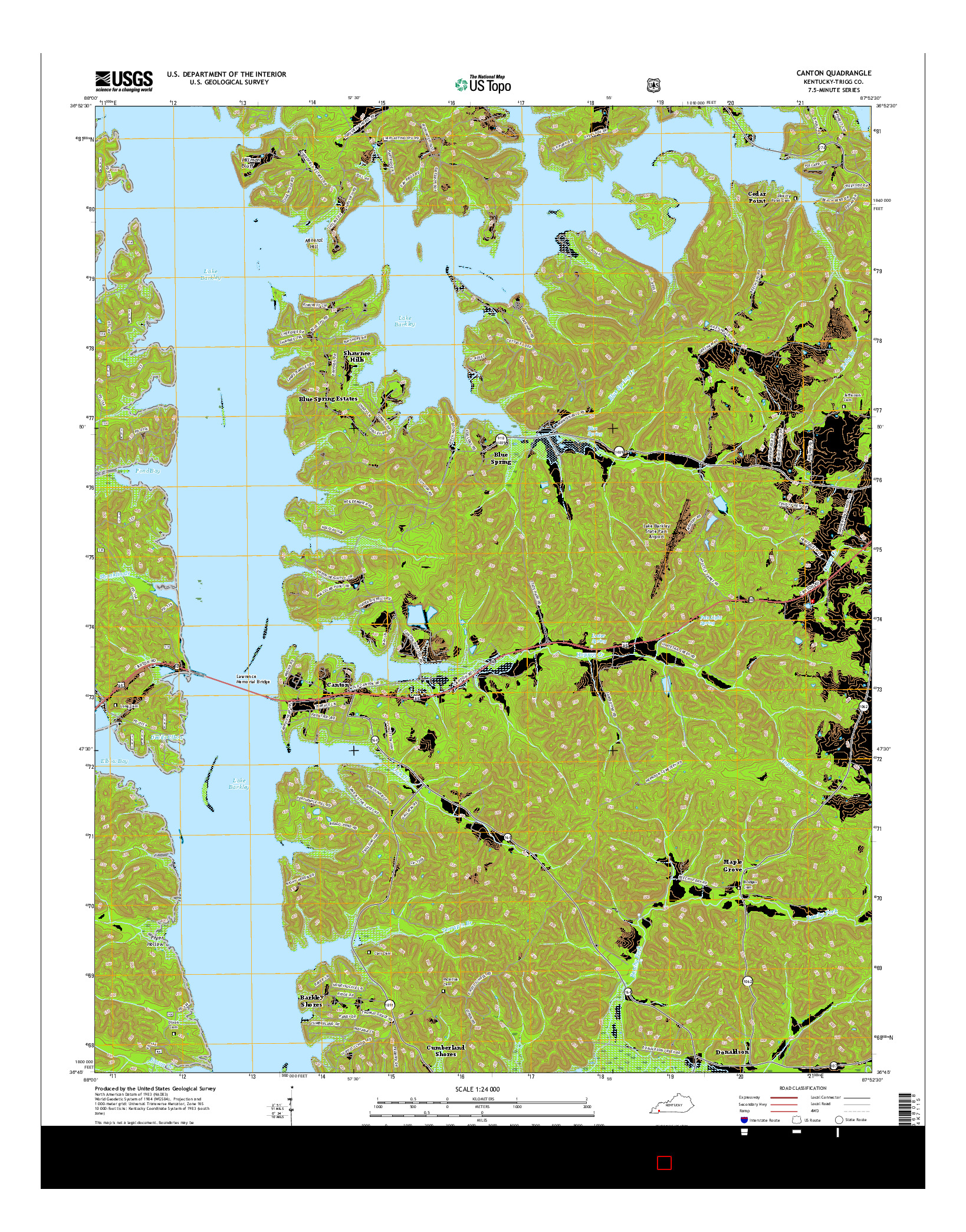 USGS US TOPO 7.5-MINUTE MAP FOR CANTON, KY 2016