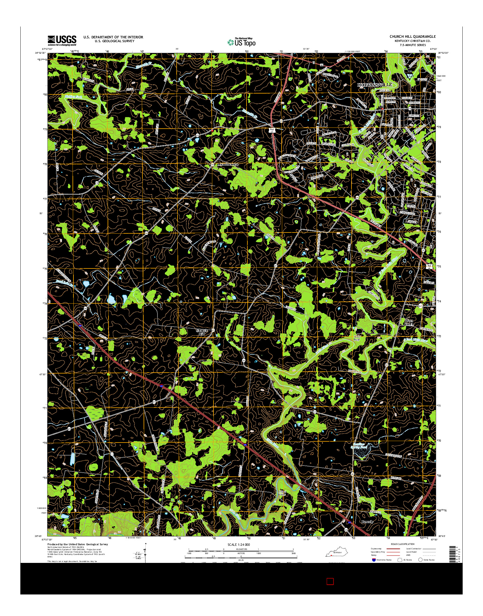 USGS US TOPO 7.5-MINUTE MAP FOR CHURCH HILL, KY 2016