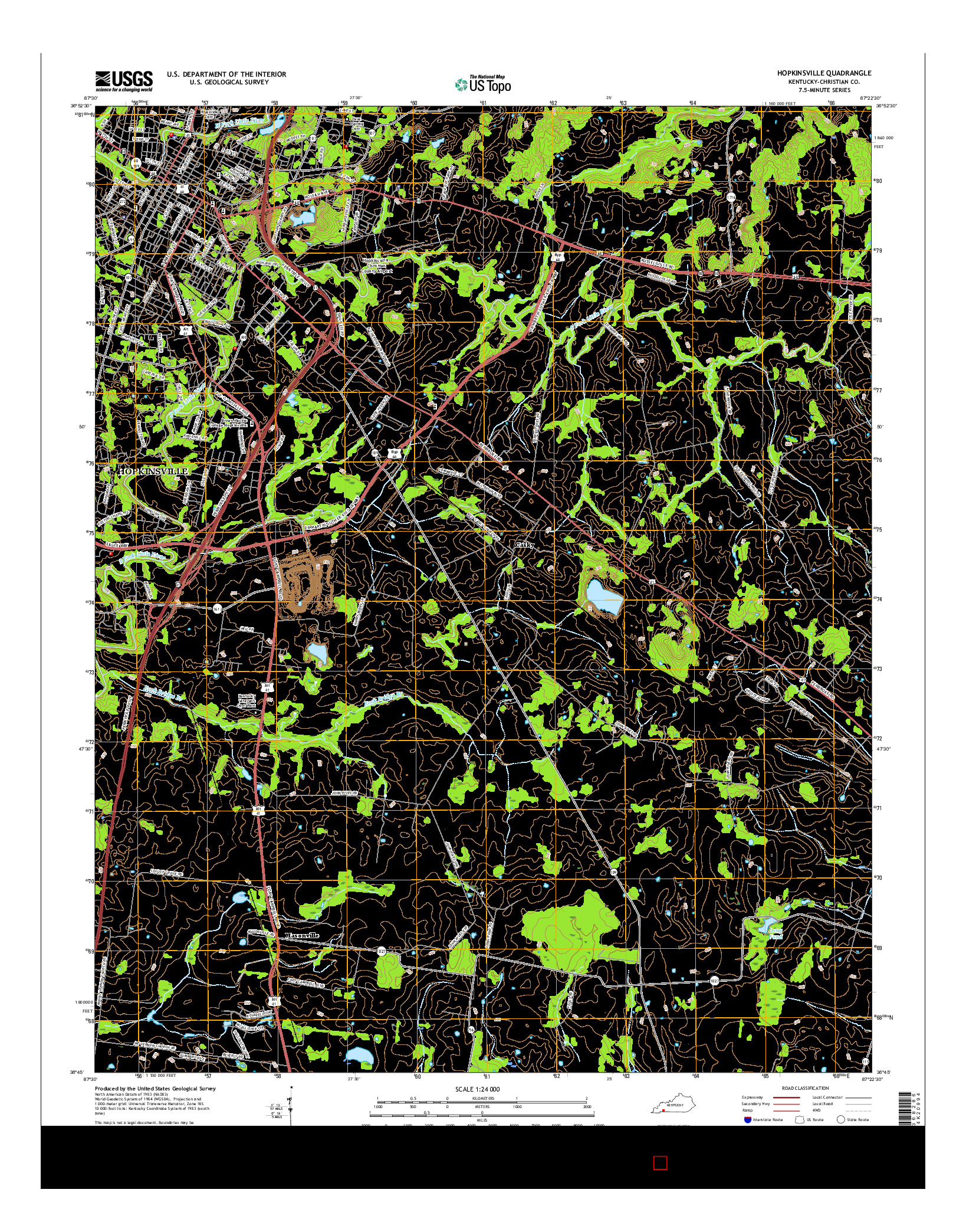 USGS US TOPO 7.5-MINUTE MAP FOR HOPKINSVILLE, KY 2016