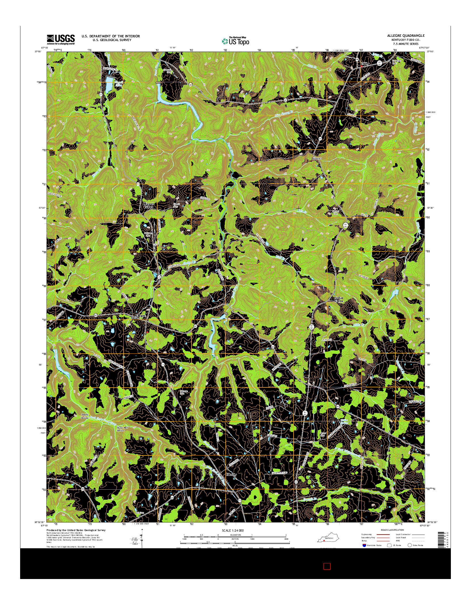 USGS US TOPO 7.5-MINUTE MAP FOR ALLEGRE, KY 2016